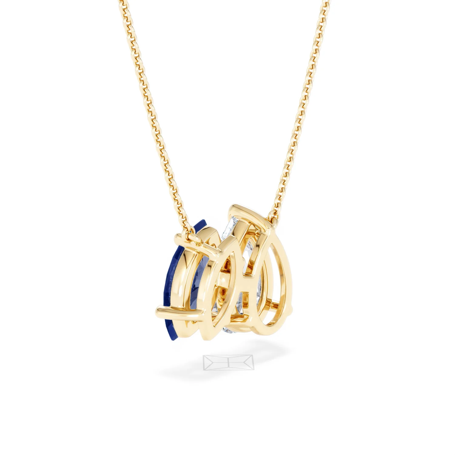 Toi Et Moi 1.50ct Pear Lab Diamond and 1.30ct Marquise Lab Sapphire Necklace in 18K Yellow Gold - Image 59
