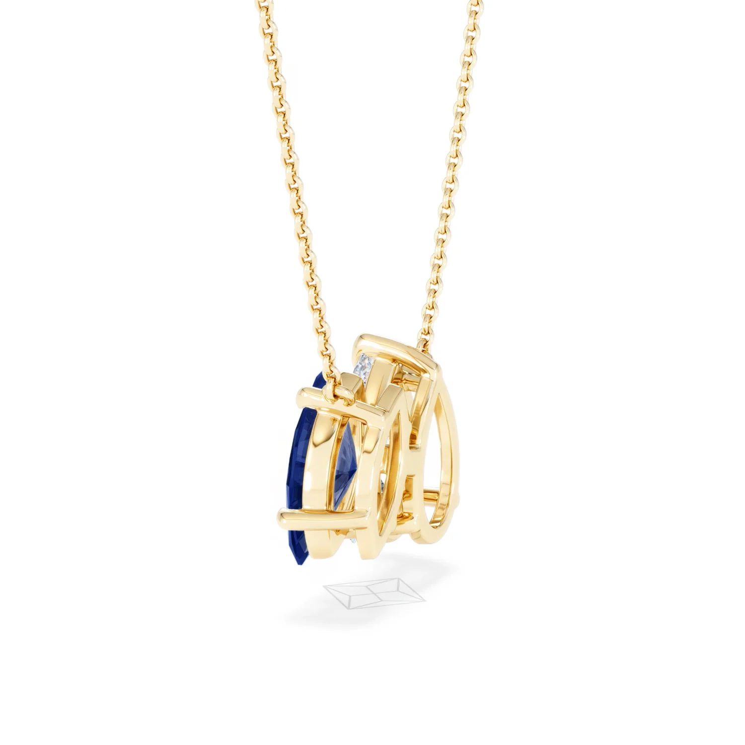 Toi Et Moi 1.50ct Pear Lab Diamond and 1.30ct Marquise Lab Sapphire Necklace in 18K Yellow Gold - Image 63
