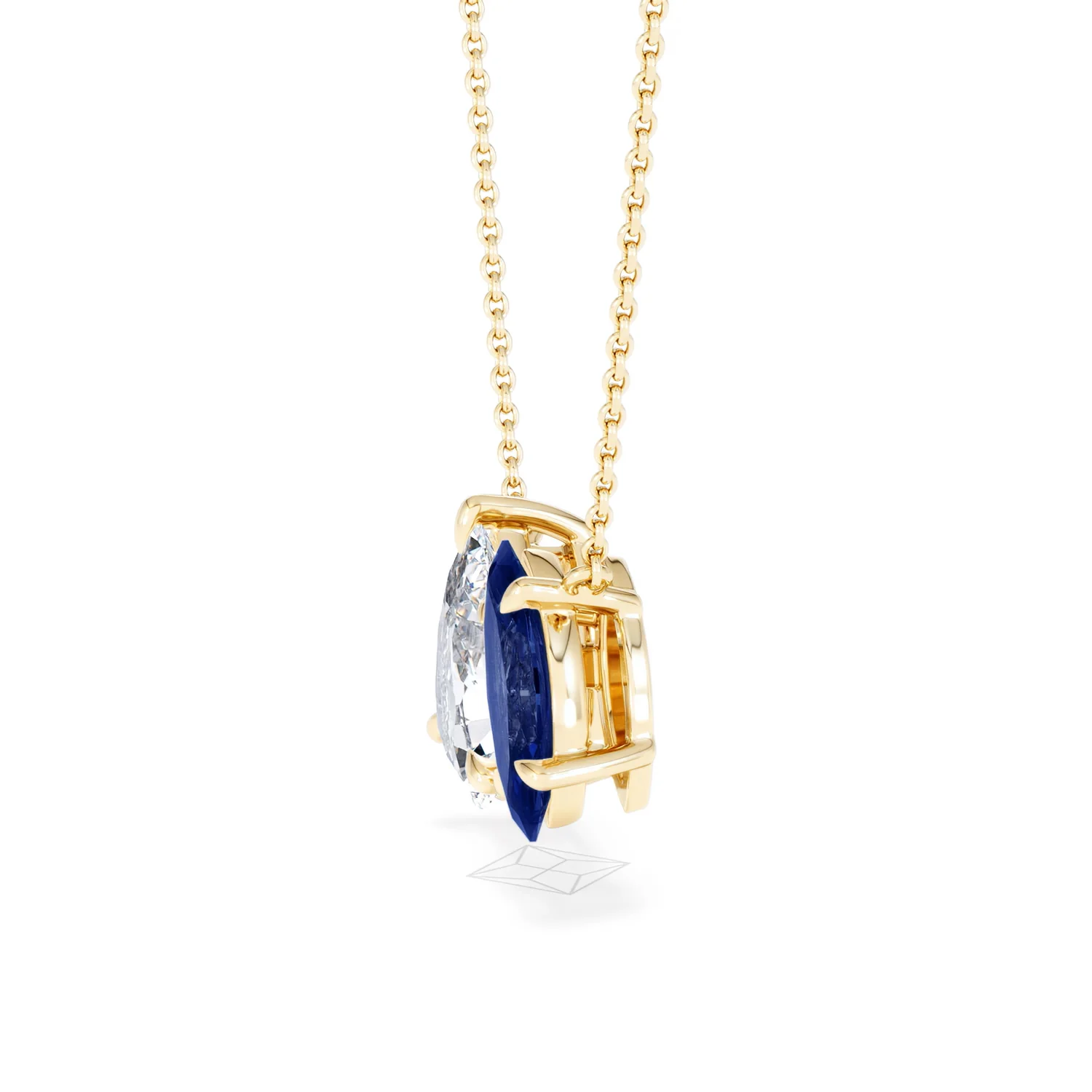 Toi Et Moi 1.50ct Pear Lab Diamond and 1.30ct Marquise Lab Sapphire Necklace in 18K Yellow Gold - Image 72