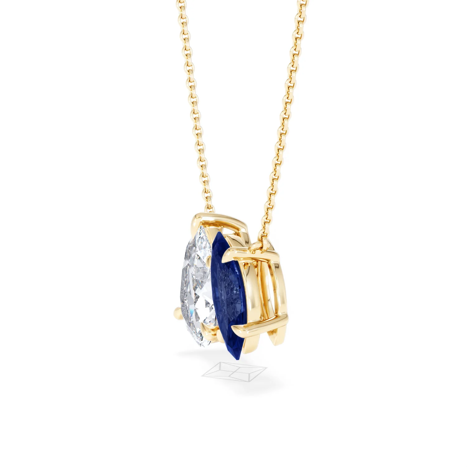 Toi Et Moi 1.50ct Pear Lab Diamond and 1.30ct Marquise Lab Sapphire Necklace in 18K Yellow Gold - Image 74