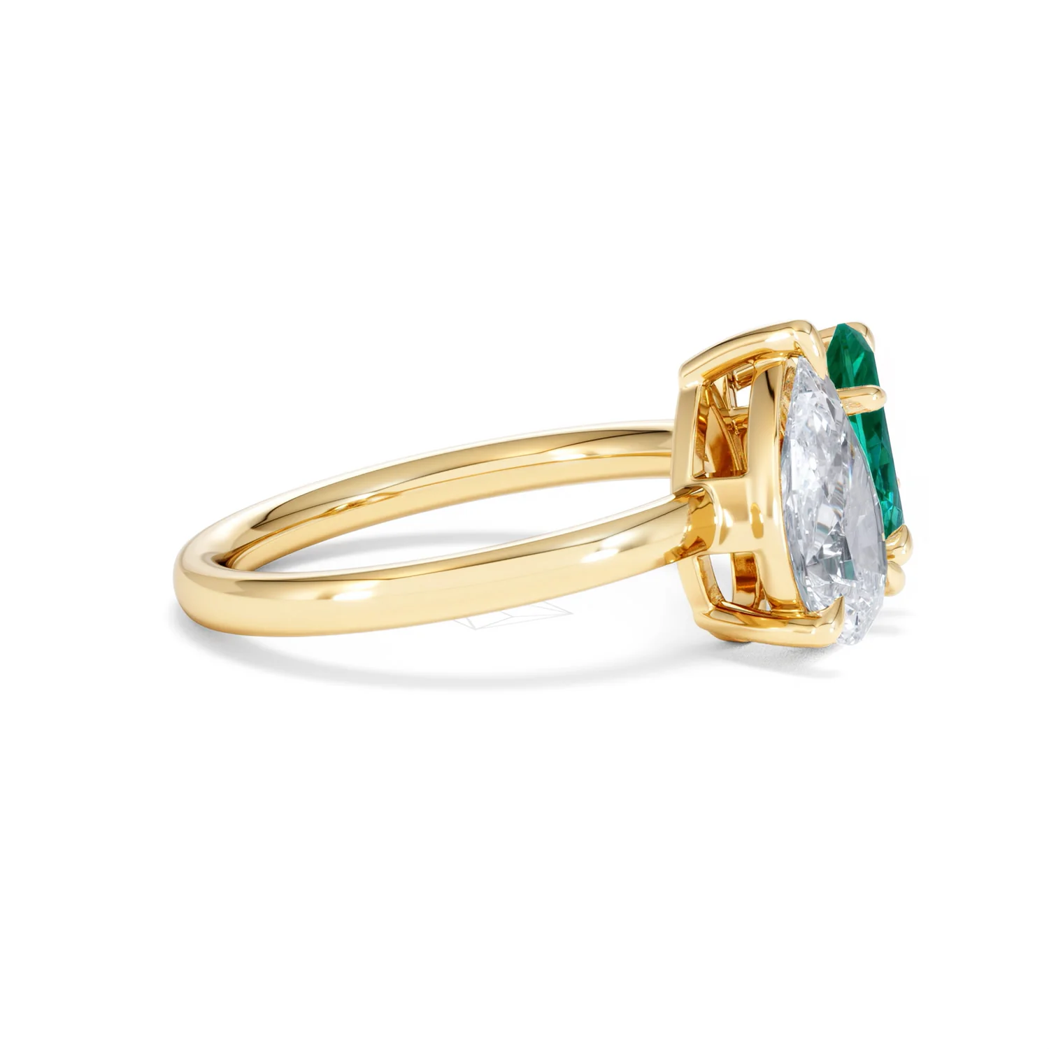Toi Et Moi 1.50ct Pear Lab Diamond and 1.50ct Marquise Lab Emerald Engagement Ring in 18K Yellow Gold - Image 26