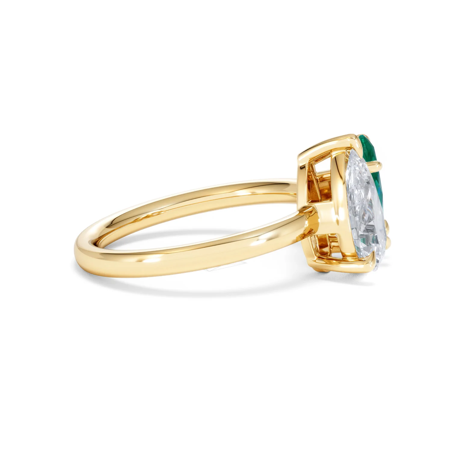Toi Et Moi 1.50ct Pear Lab Diamond and 1.50ct Marquise Lab Emerald Engagement Ring in 18K Yellow Gold - Image 28
