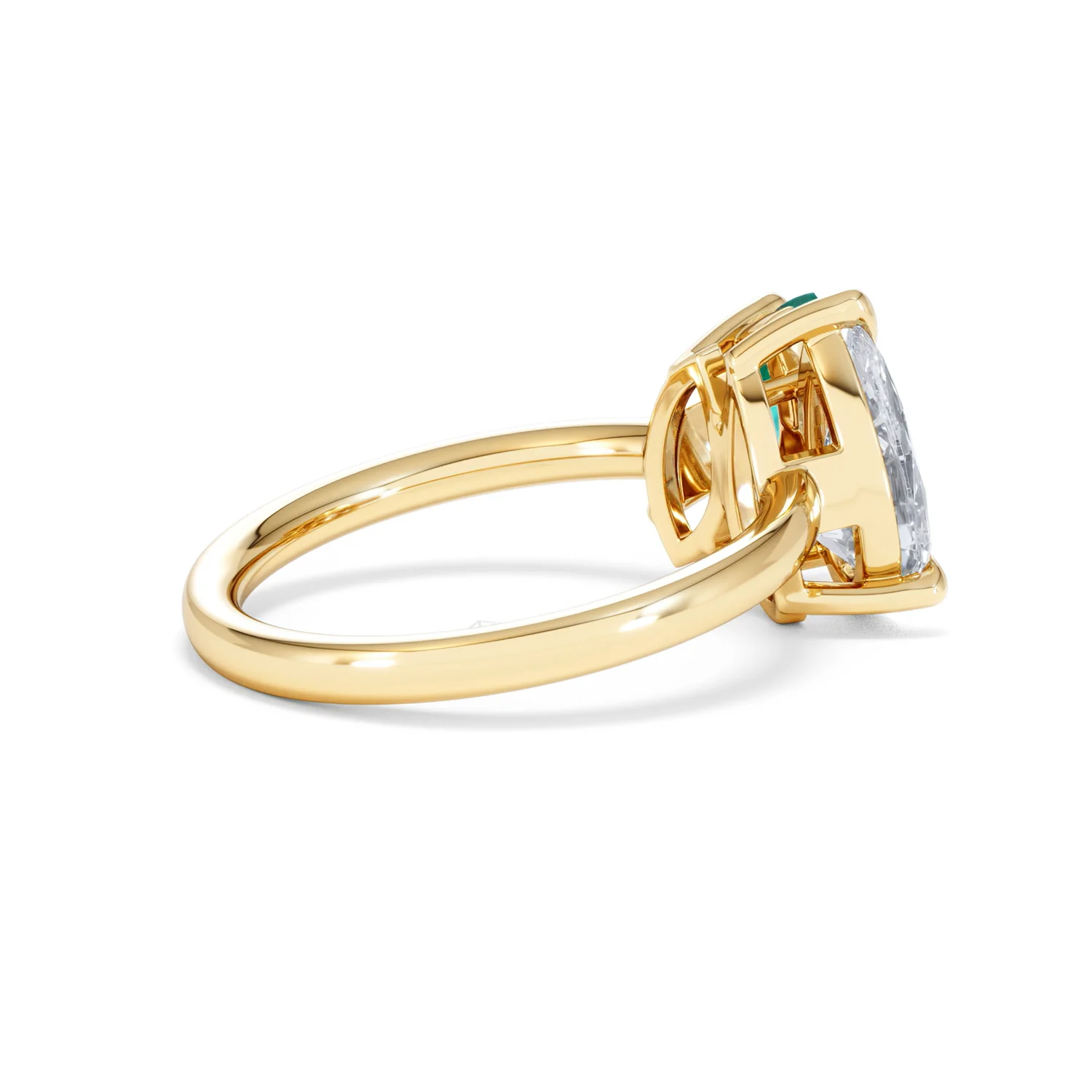 Toi Et Moi 1.50ct Pear Lab Diamond and 1.50ct Marquise Lab Emerald Engagement Ring in 18K Yellow Gold - Image 35