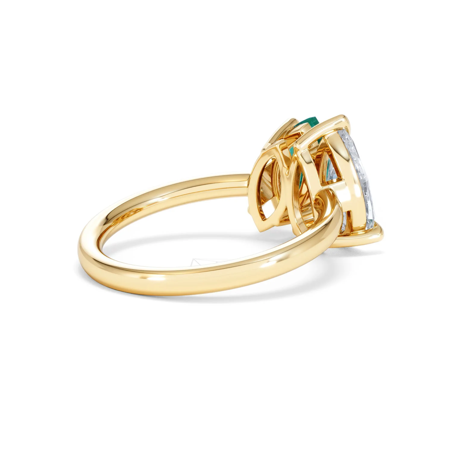 Toi Et Moi 1.50ct Pear Lab Diamond and 1.50ct Marquise Lab Emerald Engagement Ring in 18K Yellow Gold - Image 38