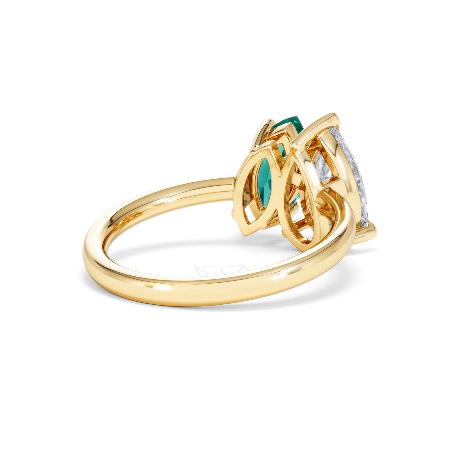 Toi Et Moi 1.50ct Pear Lab Diamond and 1.50ct Marquise Lab Emerald Engagement Ring in 18K Yellow Gold - Image 41