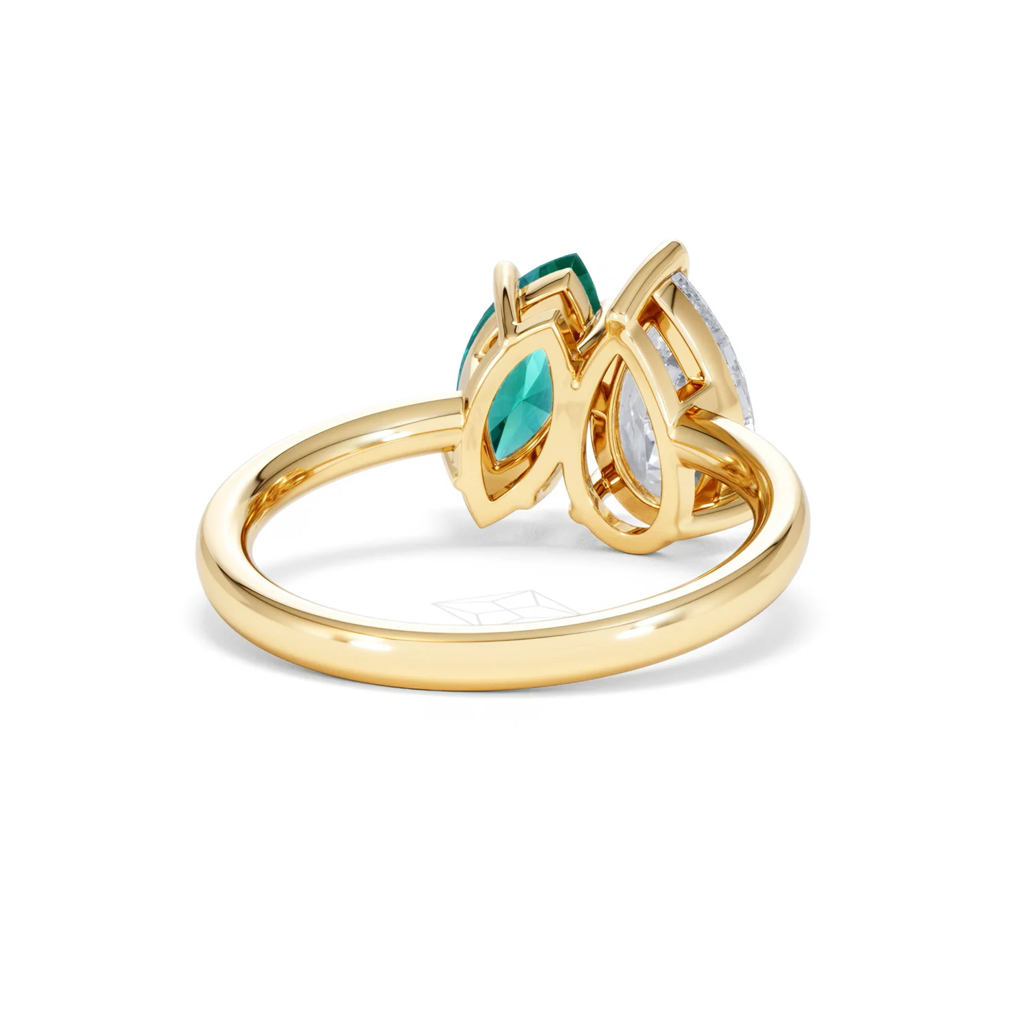 Toi Et Moi 1.50ct Pear Lab Diamond and 1.50ct Marquise Lab Emerald Engagement Ring in 18K Yellow Gold - Image 45
