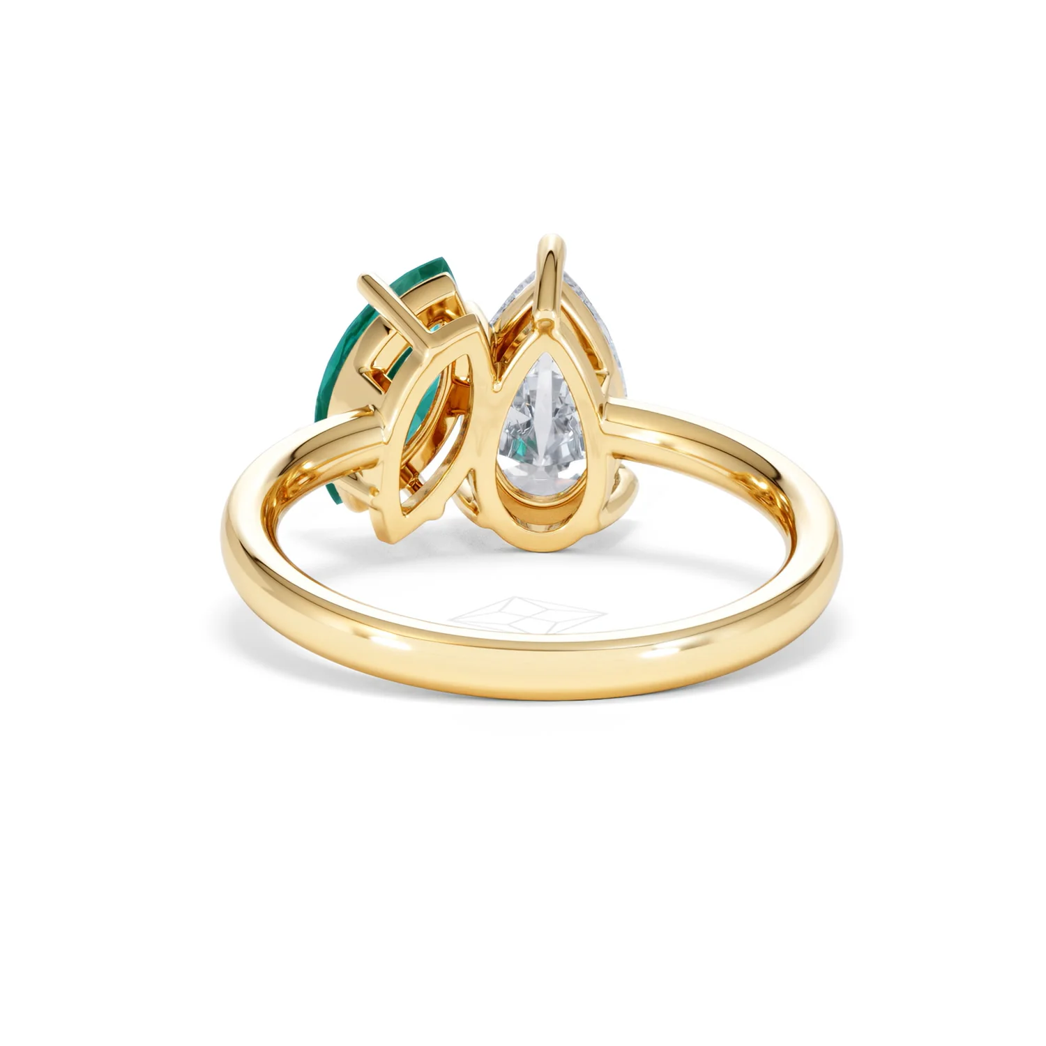 Toi Et Moi 1.50ct Pear Lab Diamond and 1.50ct Marquise Lab Emerald Engagement Ring in 18K Yellow Gold - Image 51