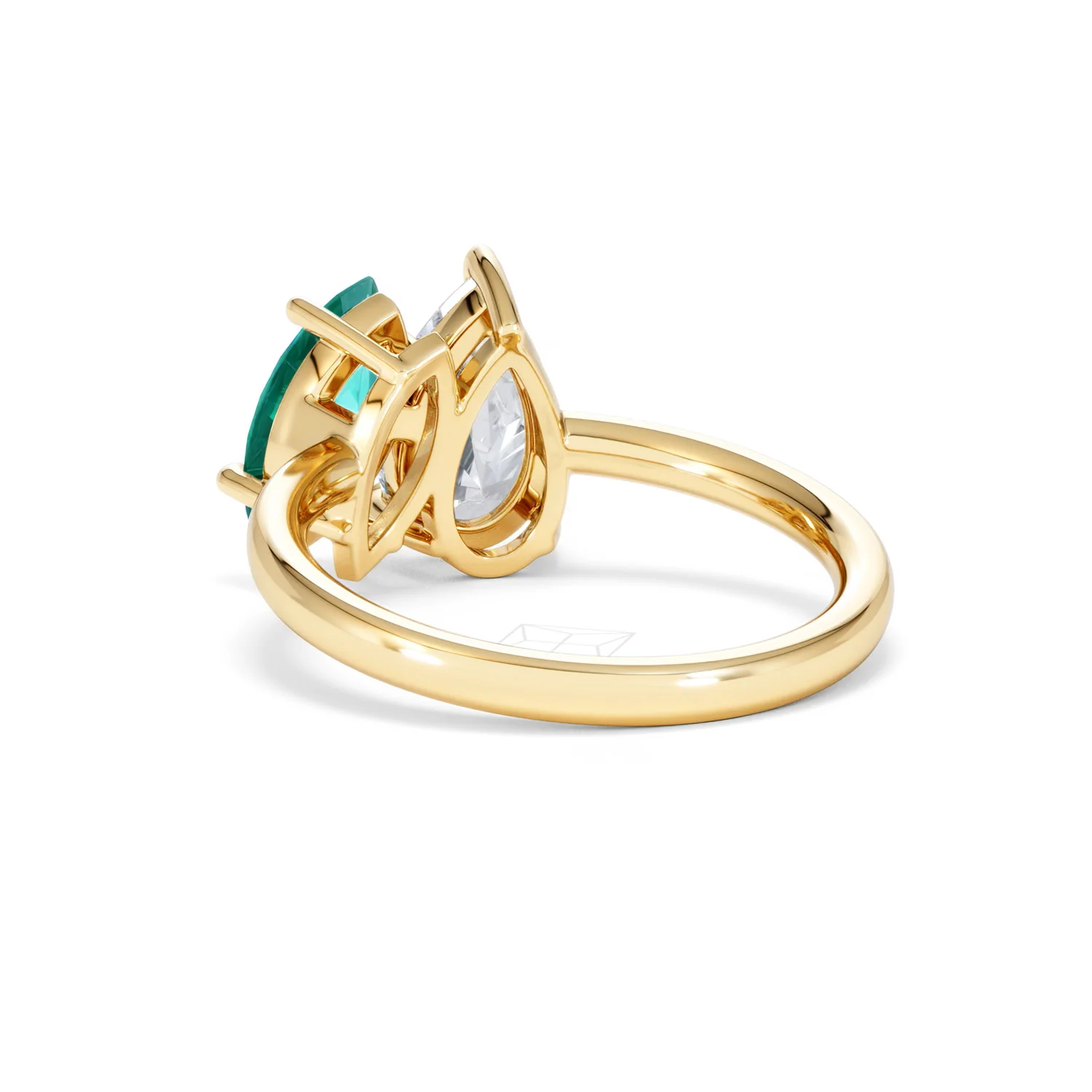 Toi Et Moi 1.50ct Pear Lab Diamond and 1.50ct Marquise Lab Emerald Engagement Ring in 18K Yellow Gold - Image 55