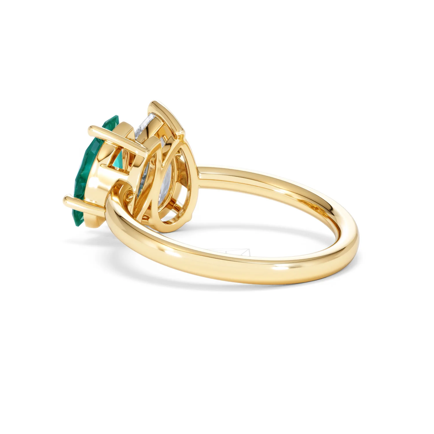 Toi Et Moi 1.50ct Pear Lab Diamond and 1.50ct Marquise Lab Emerald Engagement Ring in 18K Yellow Gold - Image 59