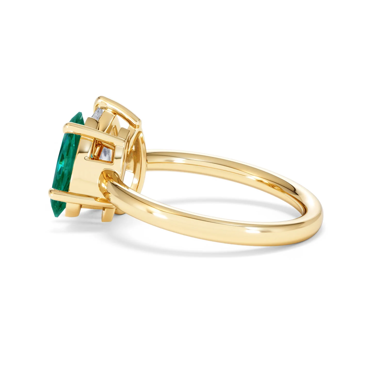 Toi Et Moi 1.50ct Pear Lab Diamond and 1.50ct Marquise Lab Emerald Engagement Ring in 18K Yellow Gold - Image 65