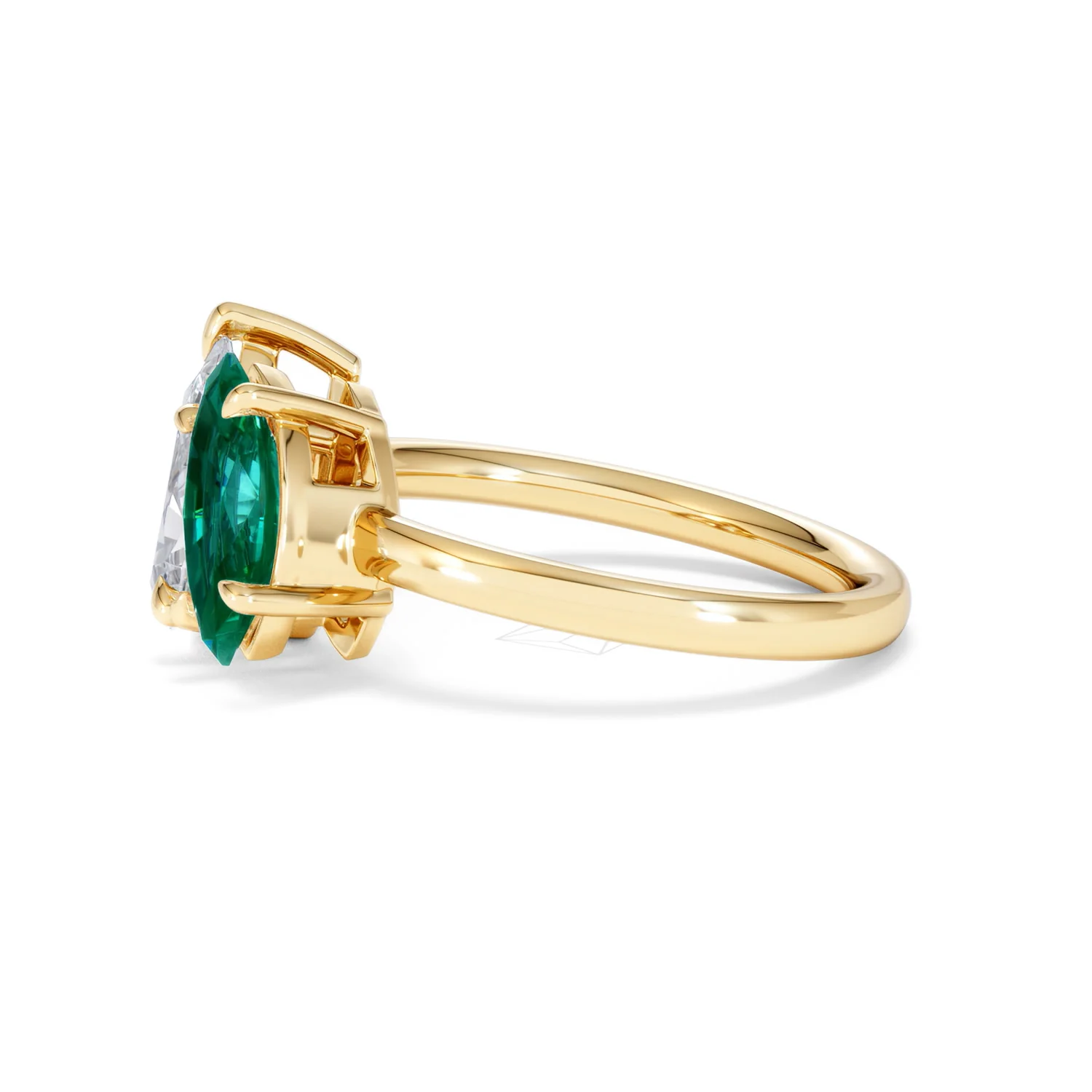Toi Et Moi 1.50ct Pear Lab Diamond and 1.50ct Marquise Lab Emerald Engagement Ring in 18K Yellow Gold - Image 72