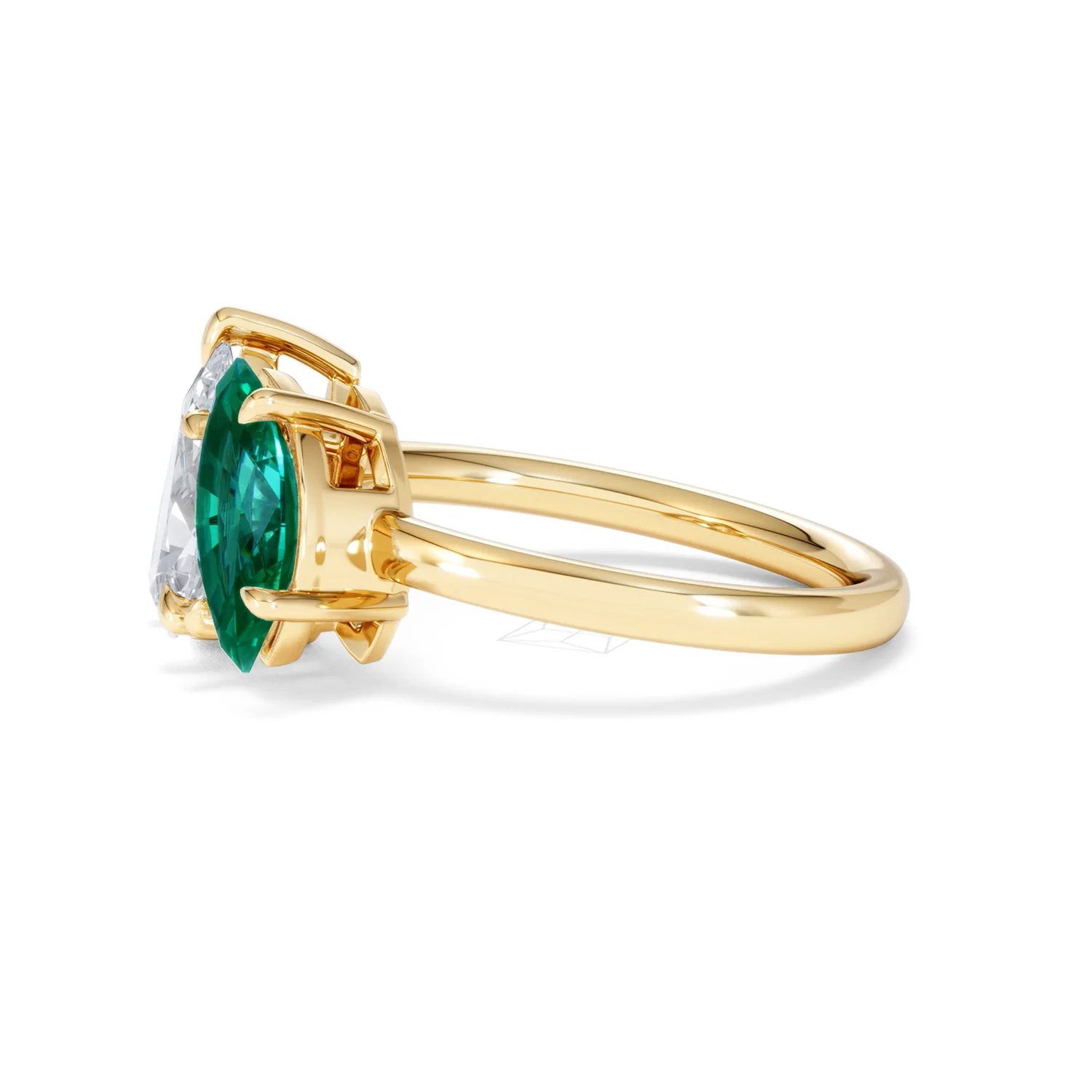 Toi Et Moi 1.50ct Pear Lab Diamond and 1.50ct Marquise Lab Emerald Engagement Ring in 18K Yellow Gold - Image 73