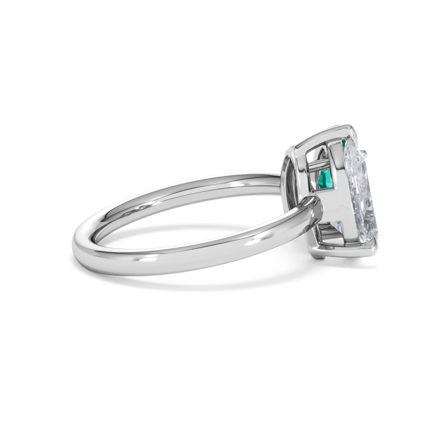 Toi Et Moi 1.50ct Pear Lab Diamond and 1.50ct Marquise Lab Emerald Engagement Ring in Platinum - Image 31