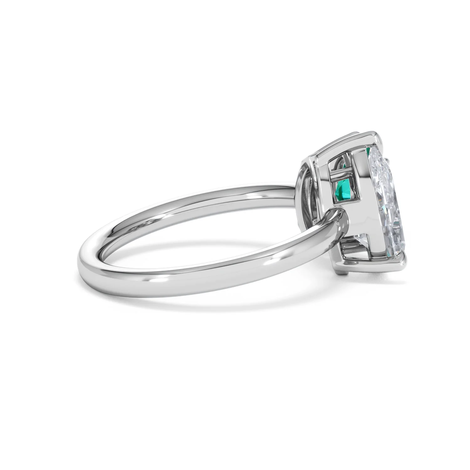 Toi Et Moi 1.50ct Pear Lab Diamond and 1.50ct Marquise Lab Emerald Engagement Ring in Platinum - Image 32