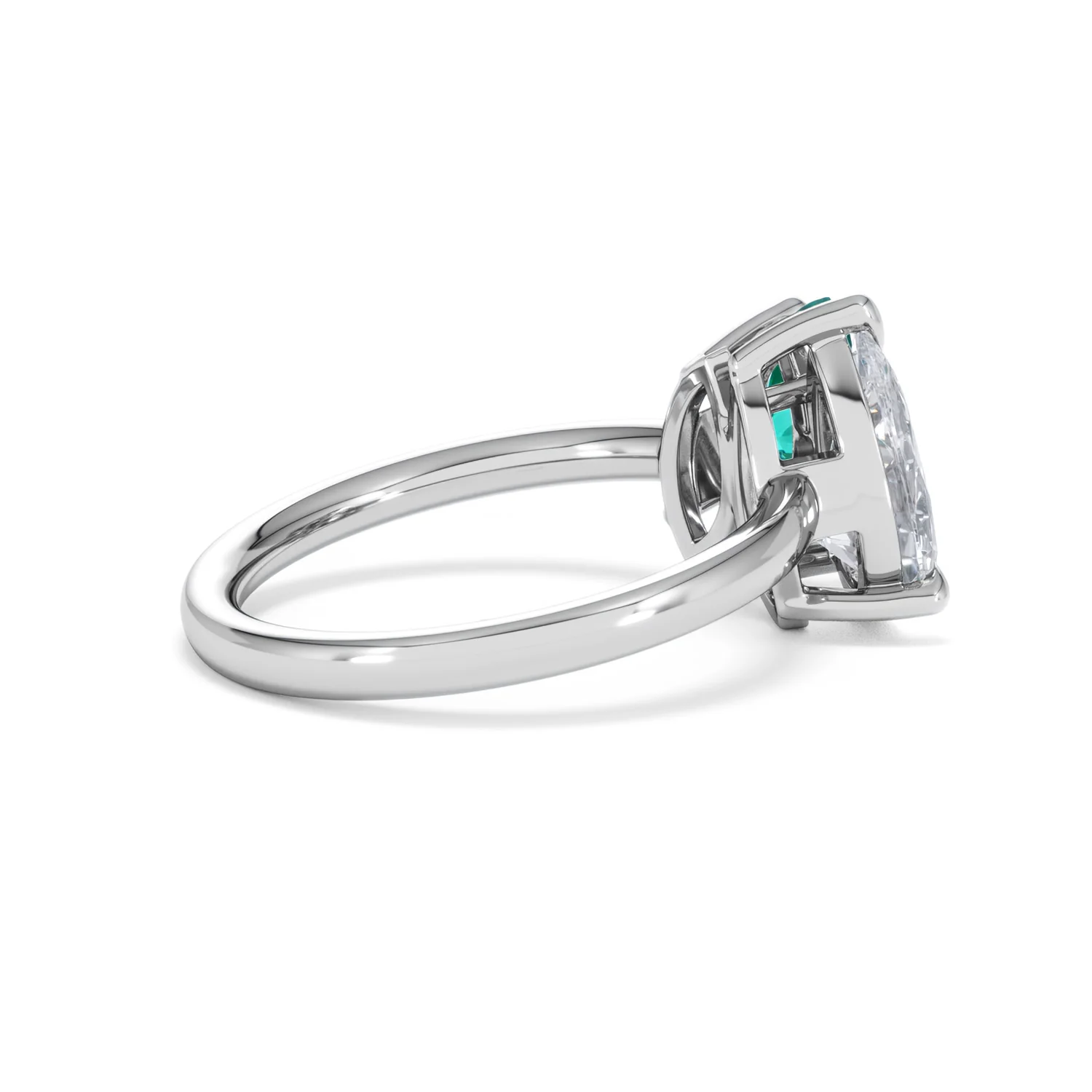 Toi Et Moi 1.50ct Pear Lab Diamond and 1.50ct Marquise Lab Emerald Engagement Ring in Platinum - Image 34
