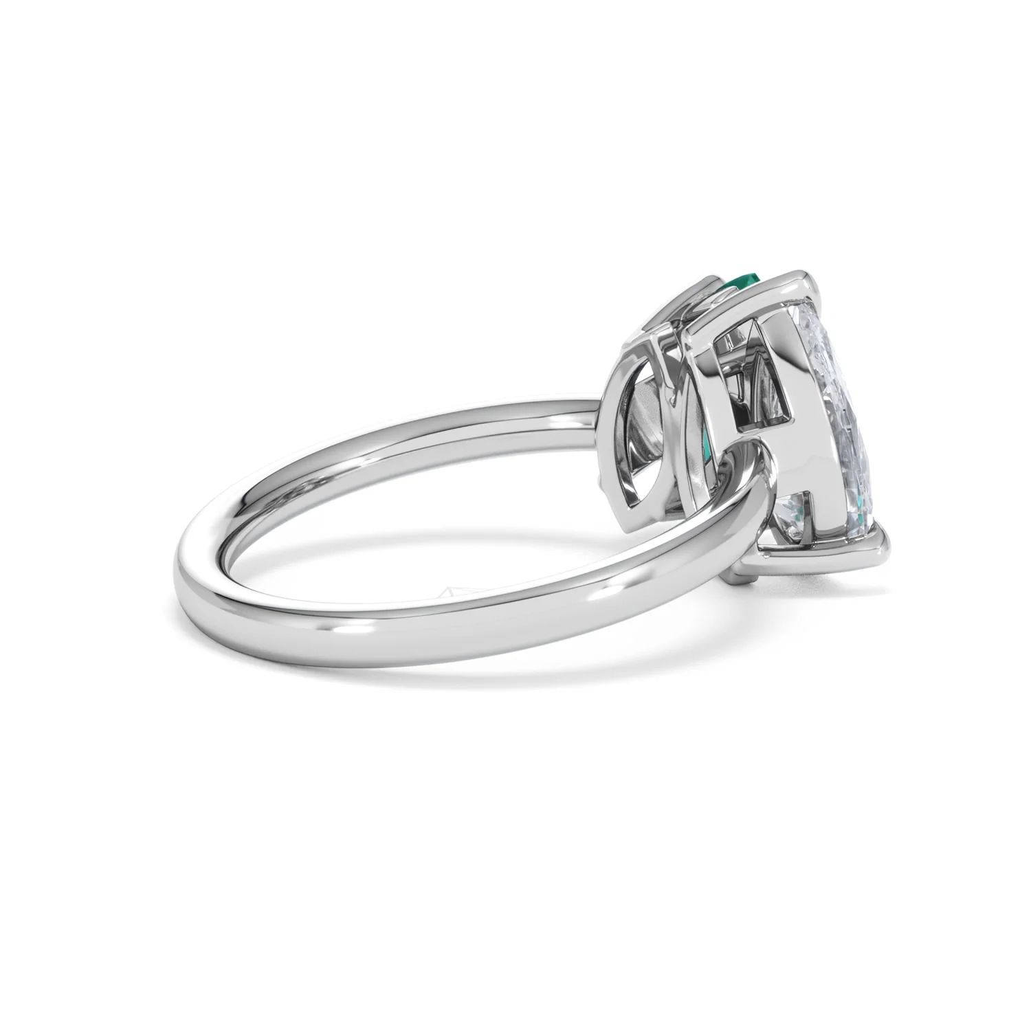 Toi Et Moi 1.50ct Pear Lab Diamond and 1.50ct Marquise Lab Emerald Engagement Ring in Platinum - Image 36