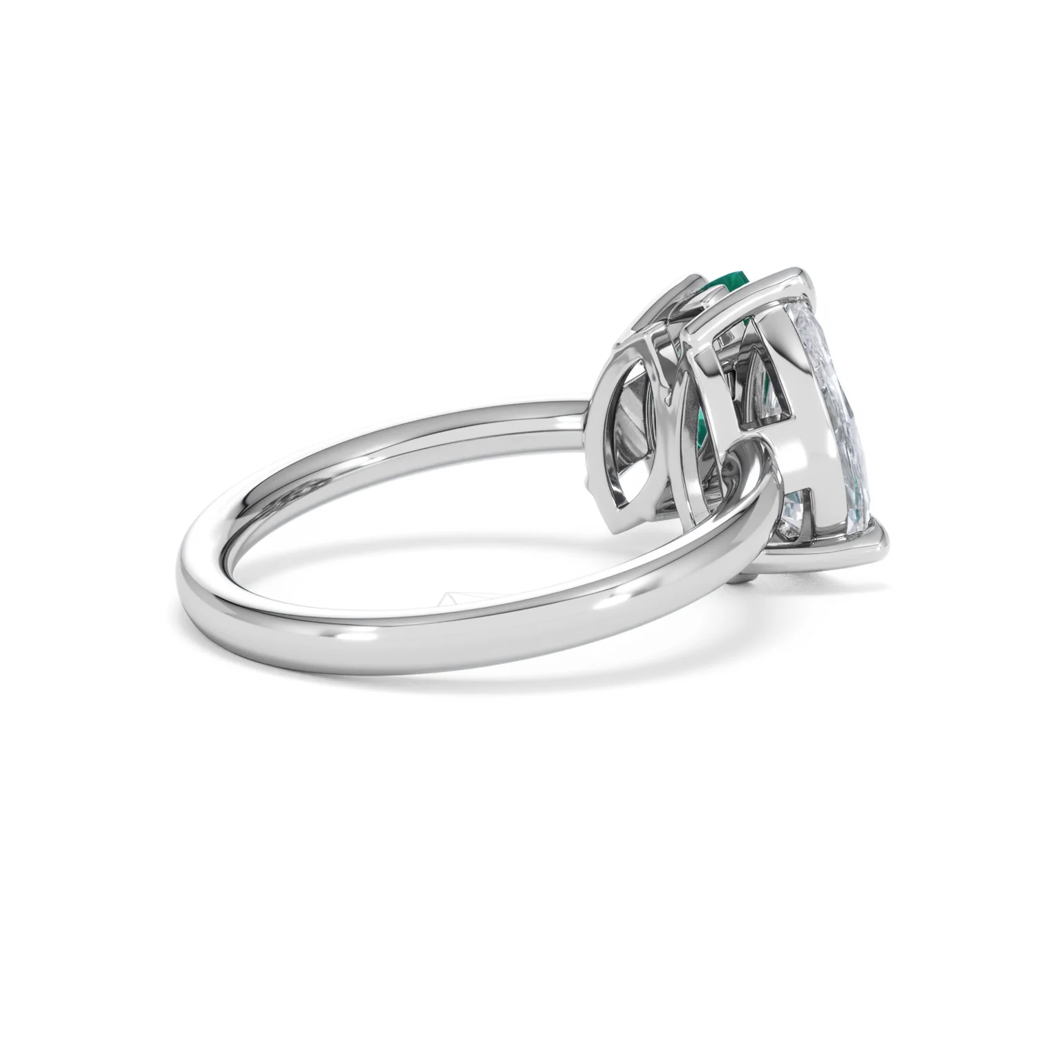 Toi Et Moi 1.50ct Pear Lab Diamond and 1.50ct Marquise Lab Emerald Engagement Ring in Platinum - Image 37