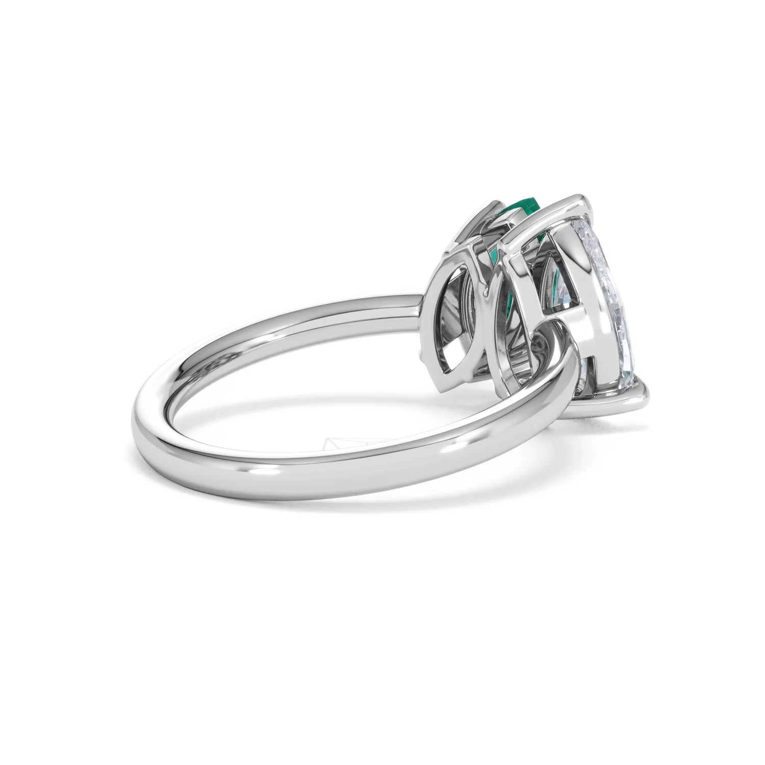 Toi Et Moi 1.50ct Pear Lab Diamond and 1.50ct Marquise Lab Emerald Engagement Ring in Platinum - Image 38
