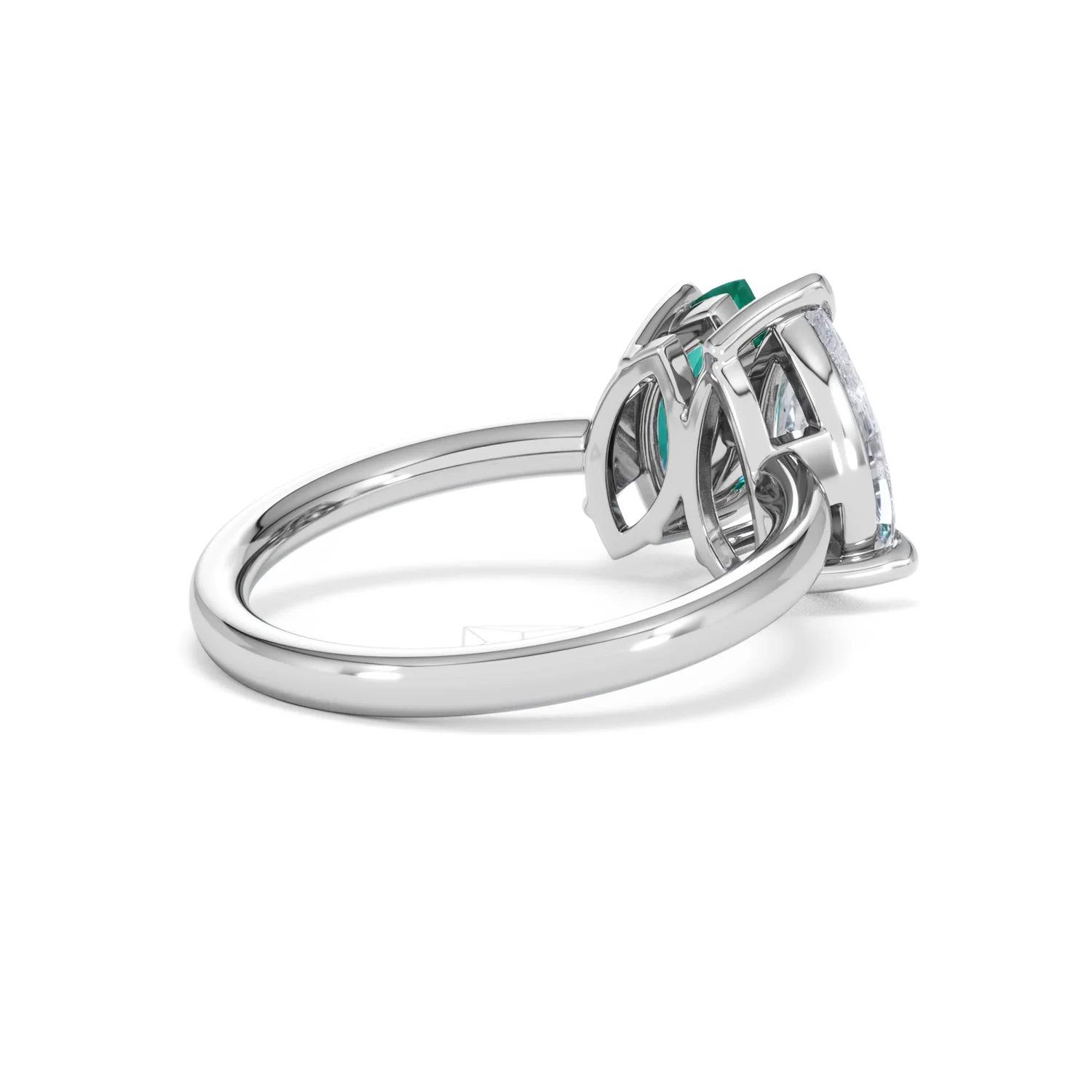 Toi Et Moi 1.50ct Pear Lab Diamond and 1.50ct Marquise Lab Emerald Engagement Ring in Platinum - Image 39
