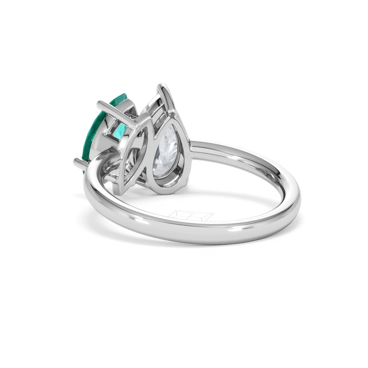 Toi Et Moi 1.50ct Pear Lab Diamond and 1.50ct Marquise Lab Emerald Engagement Ring in Platinum - Image 55