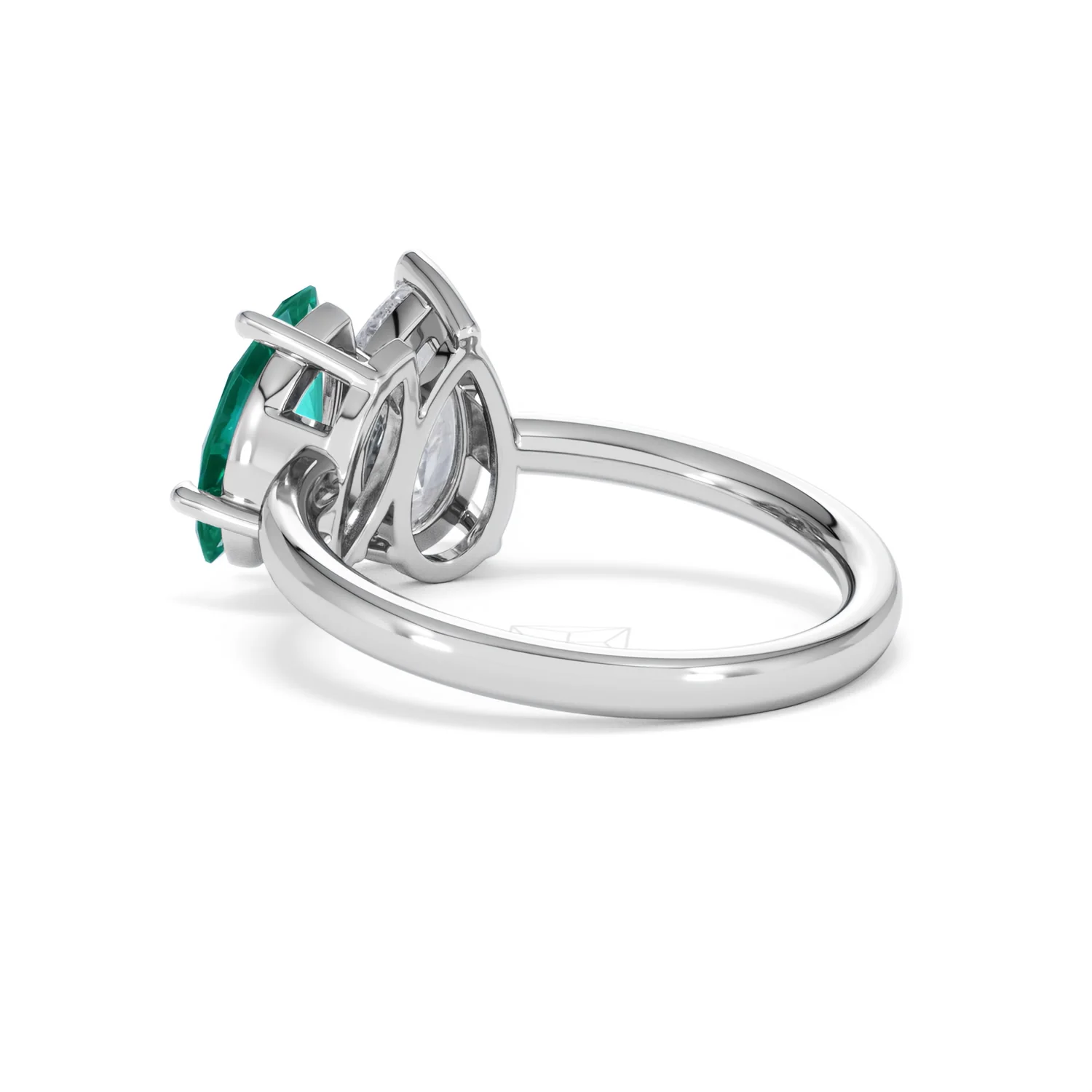 Toi Et Moi 1.50ct Pear Lab Diamond and 1.50ct Marquise Lab Emerald Engagement Ring in Platinum - Image 58