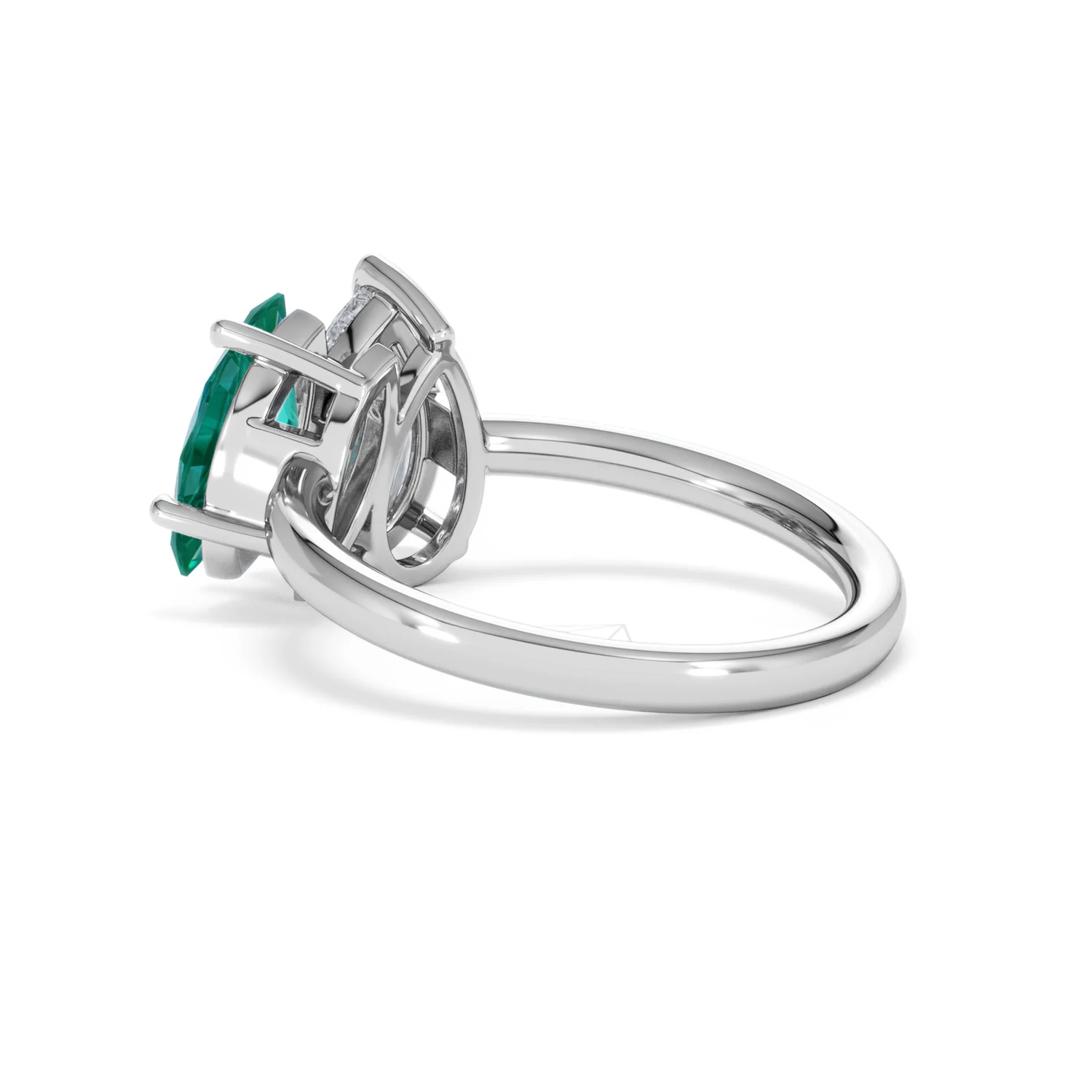 Toi Et Moi 1.50ct Pear Lab Diamond and 1.50ct Marquise Lab Emerald Engagement Ring in Platinum - Image 60