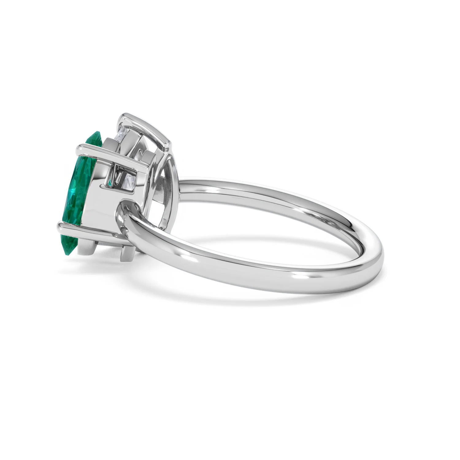 Toi Et Moi 1.50ct Pear Lab Diamond and 1.50ct Marquise Lab Emerald Engagement Ring in Platinum - Image 64