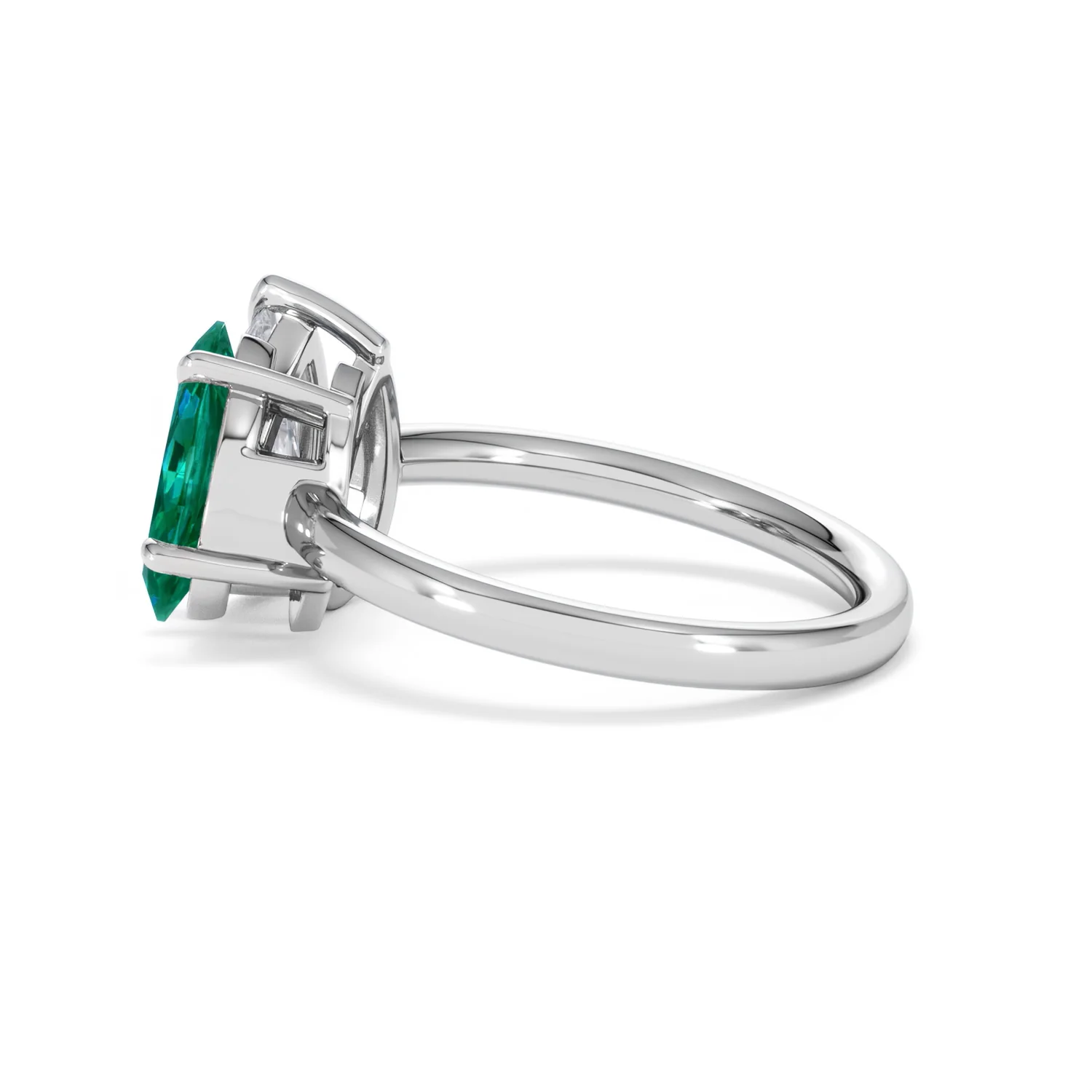Toi Et Moi 1.50ct Pear Lab Diamond and 1.50ct Marquise Lab Emerald Engagement Ring in Platinum - Image 66