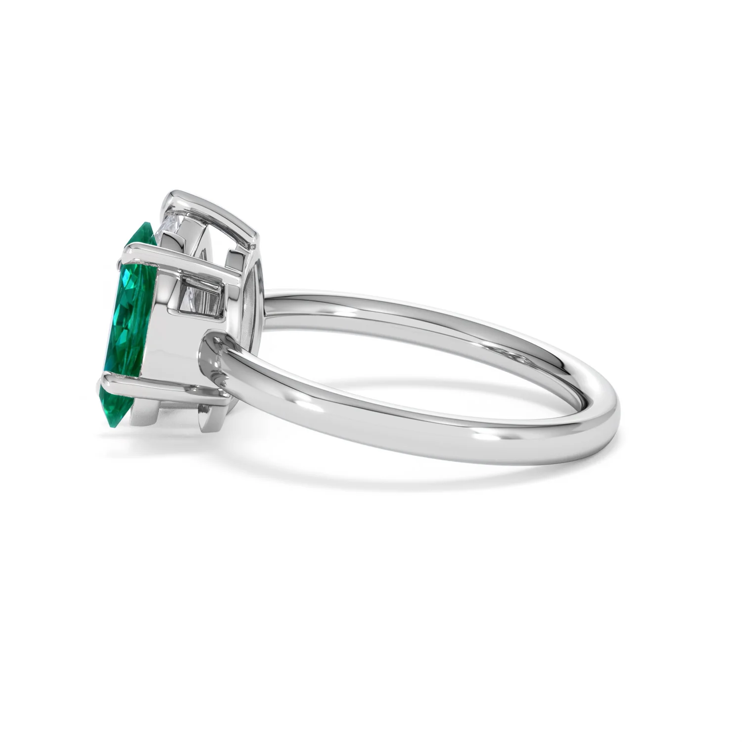 Toi Et Moi 1.50ct Pear Lab Diamond and 1.50ct Marquise Lab Emerald Engagement Ring in Platinum - Image 67