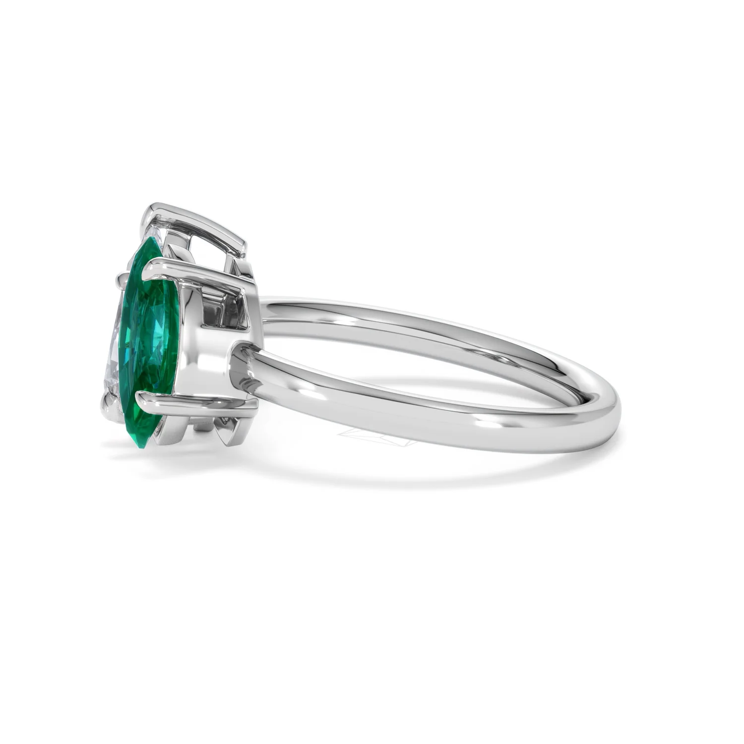 Toi Et Moi 1.50ct Pear Lab Diamond and 1.50ct Marquise Lab Emerald Engagement Ring in Platinum - Image 71