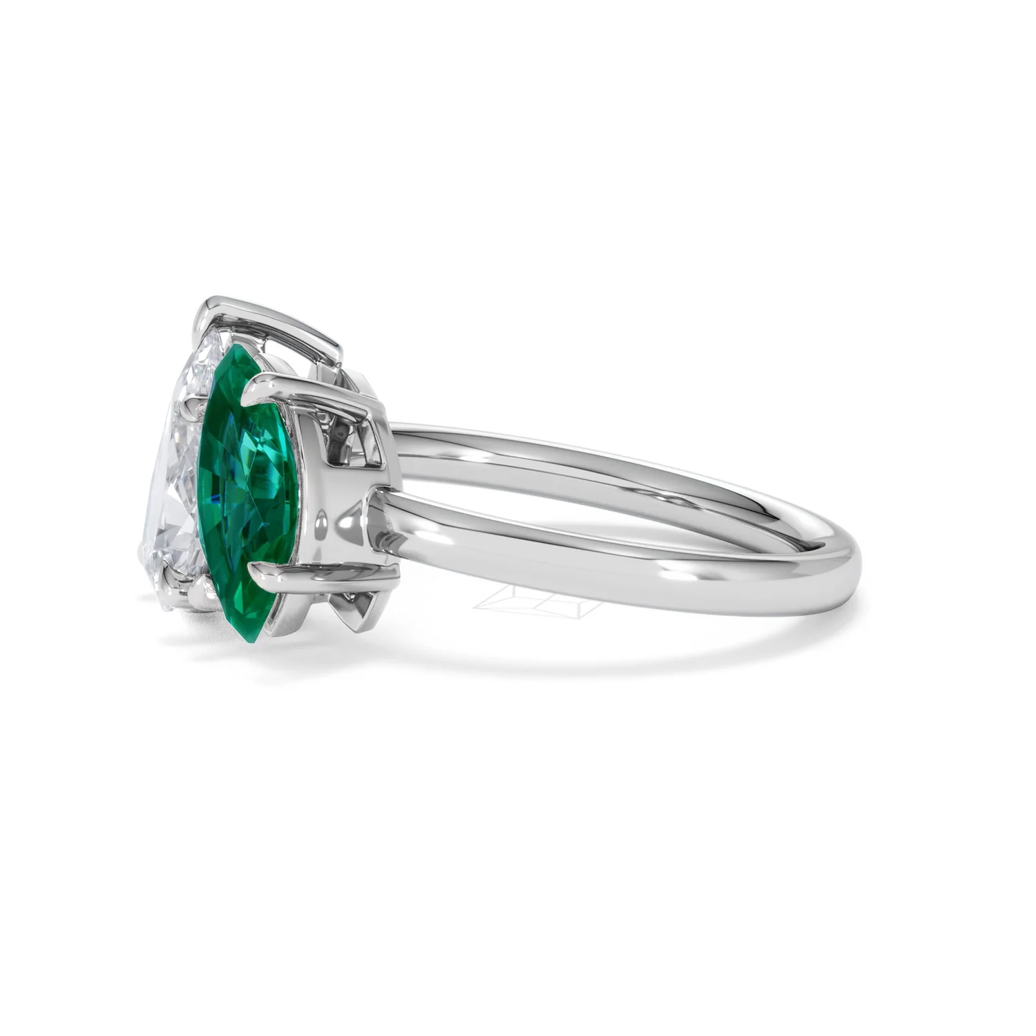 Toi Et Moi 1.50ct Pear Lab Diamond and 1.50ct Marquise Lab Emerald Engagement Ring in Platinum - Image 74