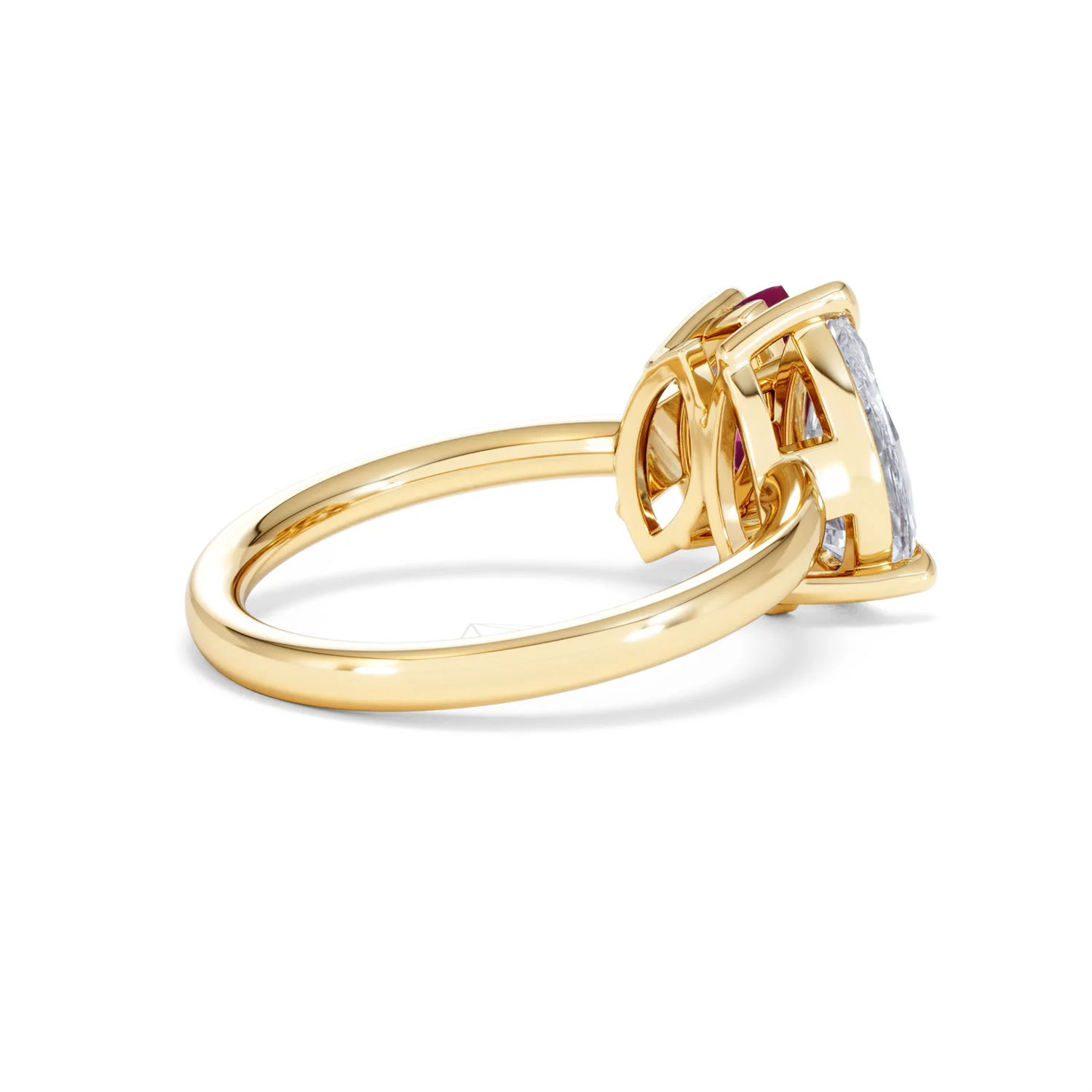 Toi Et Moi 1.50ct Pear Lab Diamond and 1.50ct Marquise Lab Ruby Engagement Ring in 18K Yellow Gold - Image 37