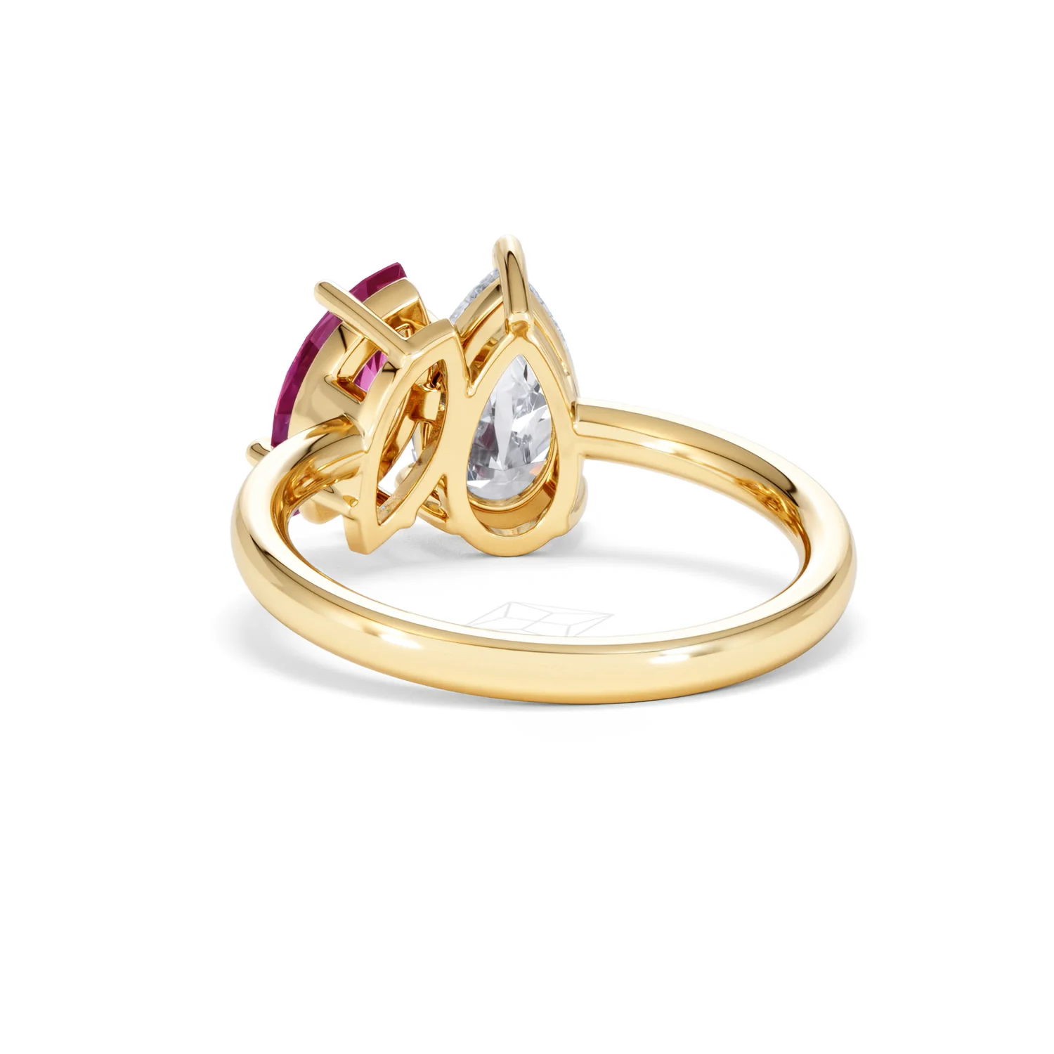 Toi Et Moi 1.50ct Pear Lab Diamond and 1.50ct Marquise Lab Ruby Engagement Ring in 18K Yellow Gold - Image 53