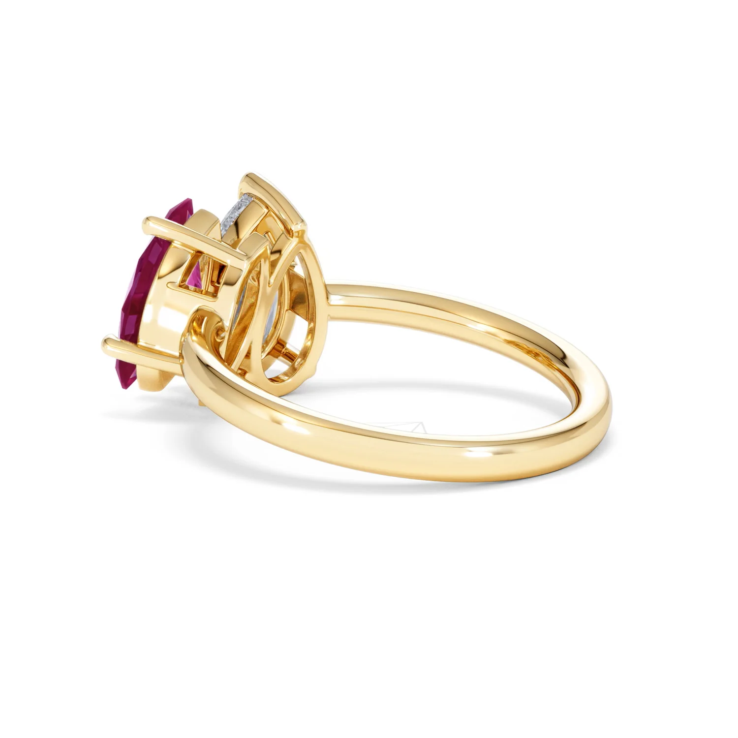 Toi Et Moi 1.50ct Pear Lab Diamond and 1.50ct Marquise Lab Ruby Engagement Ring in 18K Yellow Gold - Image 60