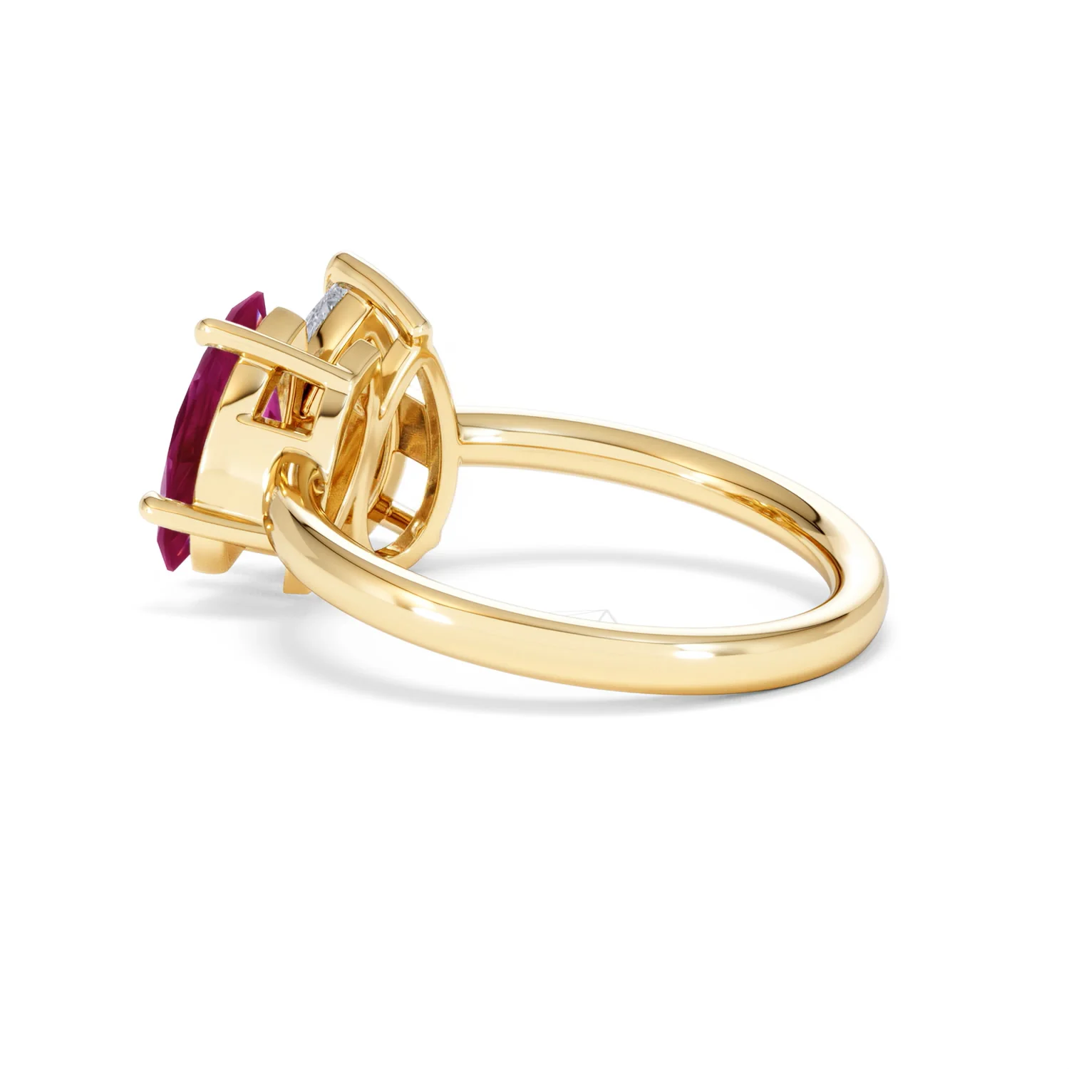 Toi Et Moi 1.50ct Pear Lab Diamond and 1.50ct Marquise Lab Ruby Engagement Ring in 18K Yellow Gold - Image 61