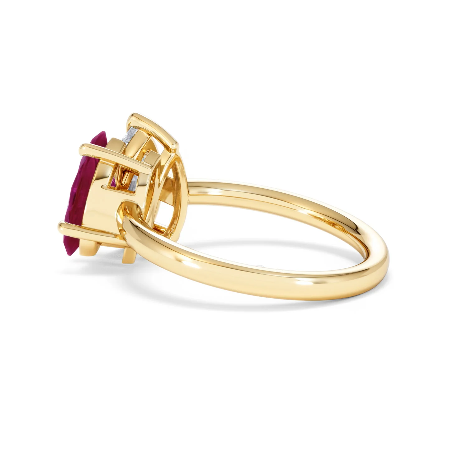Toi Et Moi 1.50ct Pear Lab Diamond and 1.50ct Marquise Lab Ruby Engagement Ring in 18K Yellow Gold - Image 63