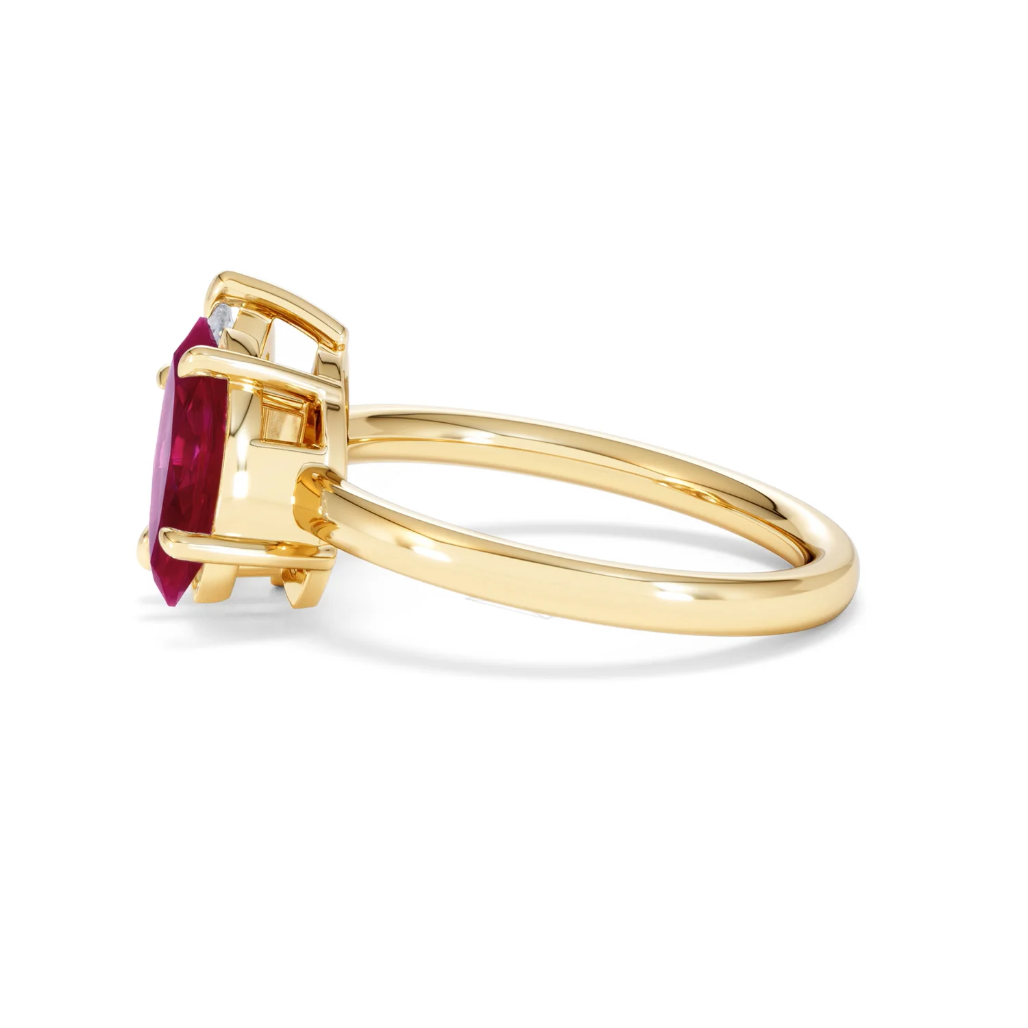 Toi Et Moi 1.50ct Pear Lab Diamond and 1.50ct Marquise Lab Ruby Engagement Ring in 18K Yellow Gold - Image 69