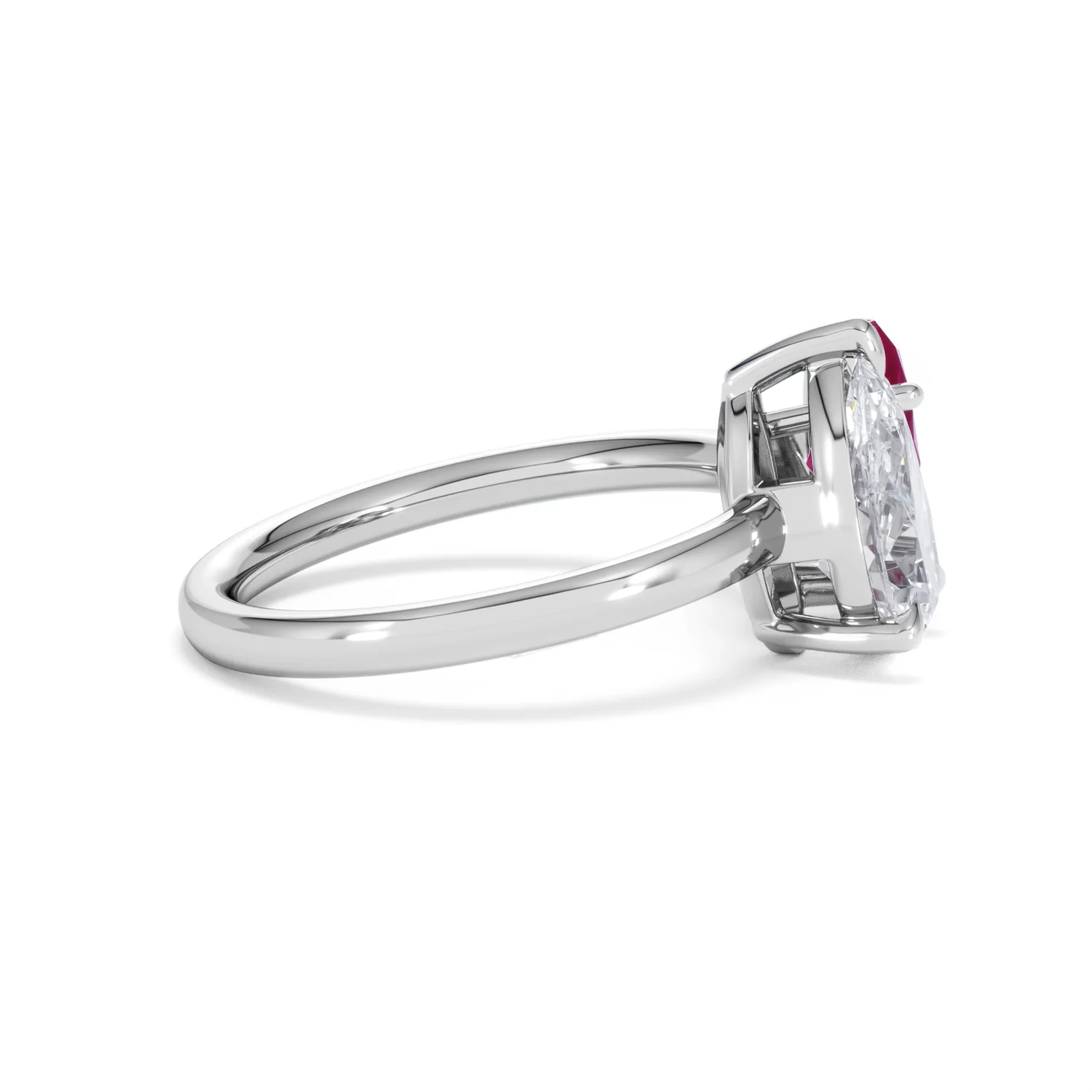 Toi Et Moi 1.50ct Pear Lab Diamond and 1.50ct Marquise Lab Ruby Engagement Ring in Platinum - Image 29