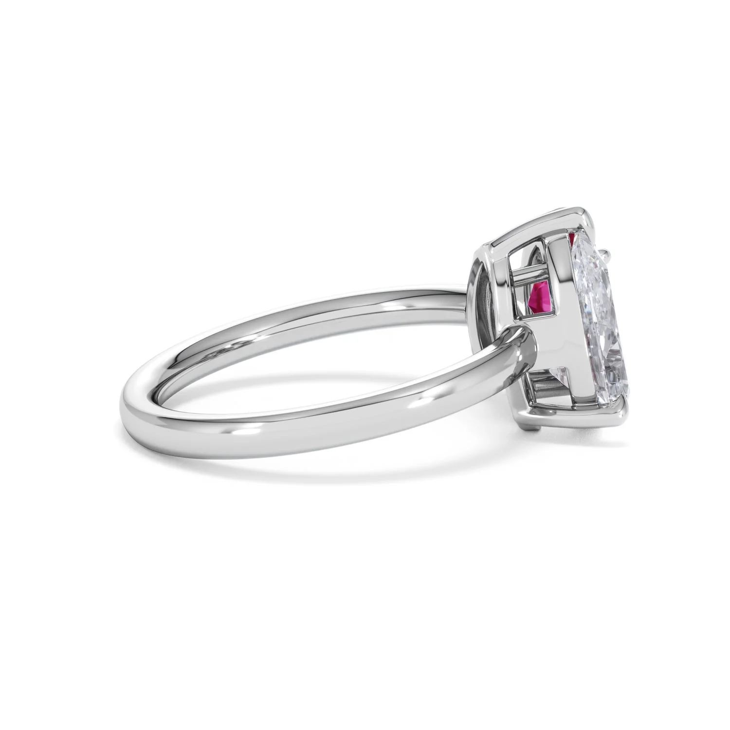 Toi Et Moi 1.50ct Pear Lab Diamond and 1.50ct Marquise Lab Ruby Engagement Ring in Platinum - Image 31