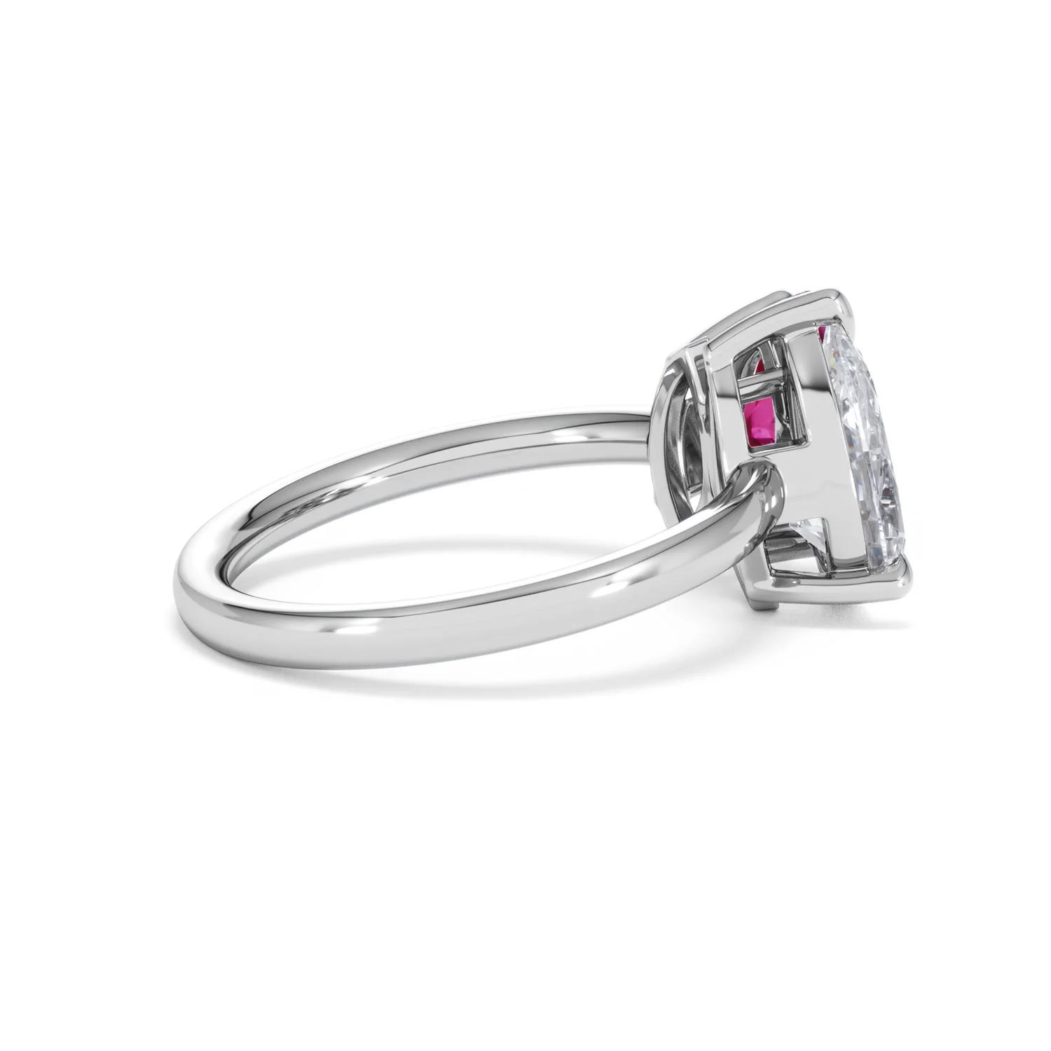 Toi Et Moi 1.50ct Pear Lab Diamond and 1.50ct Marquise Lab Ruby Engagement Ring in Platinum - Image 33