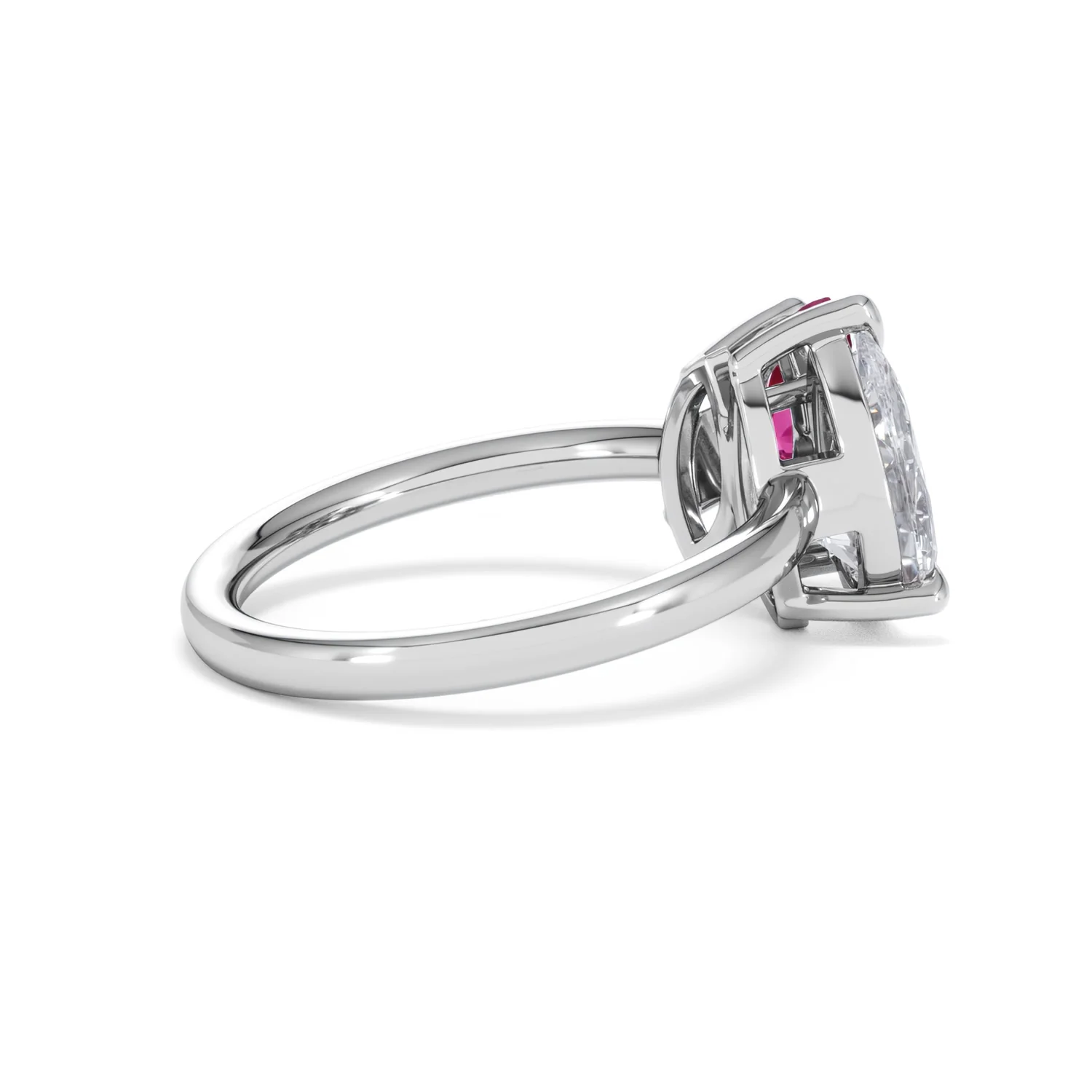 Toi Et Moi 1.50ct Pear Lab Diamond and 1.50ct Marquise Lab Ruby Engagement Ring in Platinum - Image 34