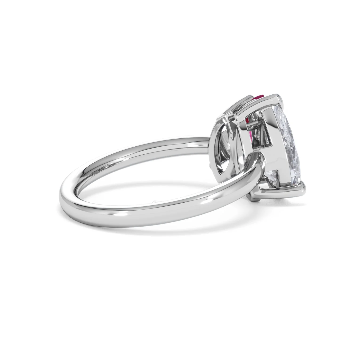 Toi Et Moi 1.50ct Pear Lab Diamond and 1.50ct Marquise Lab Ruby Engagement Ring in Platinum - Image 35
