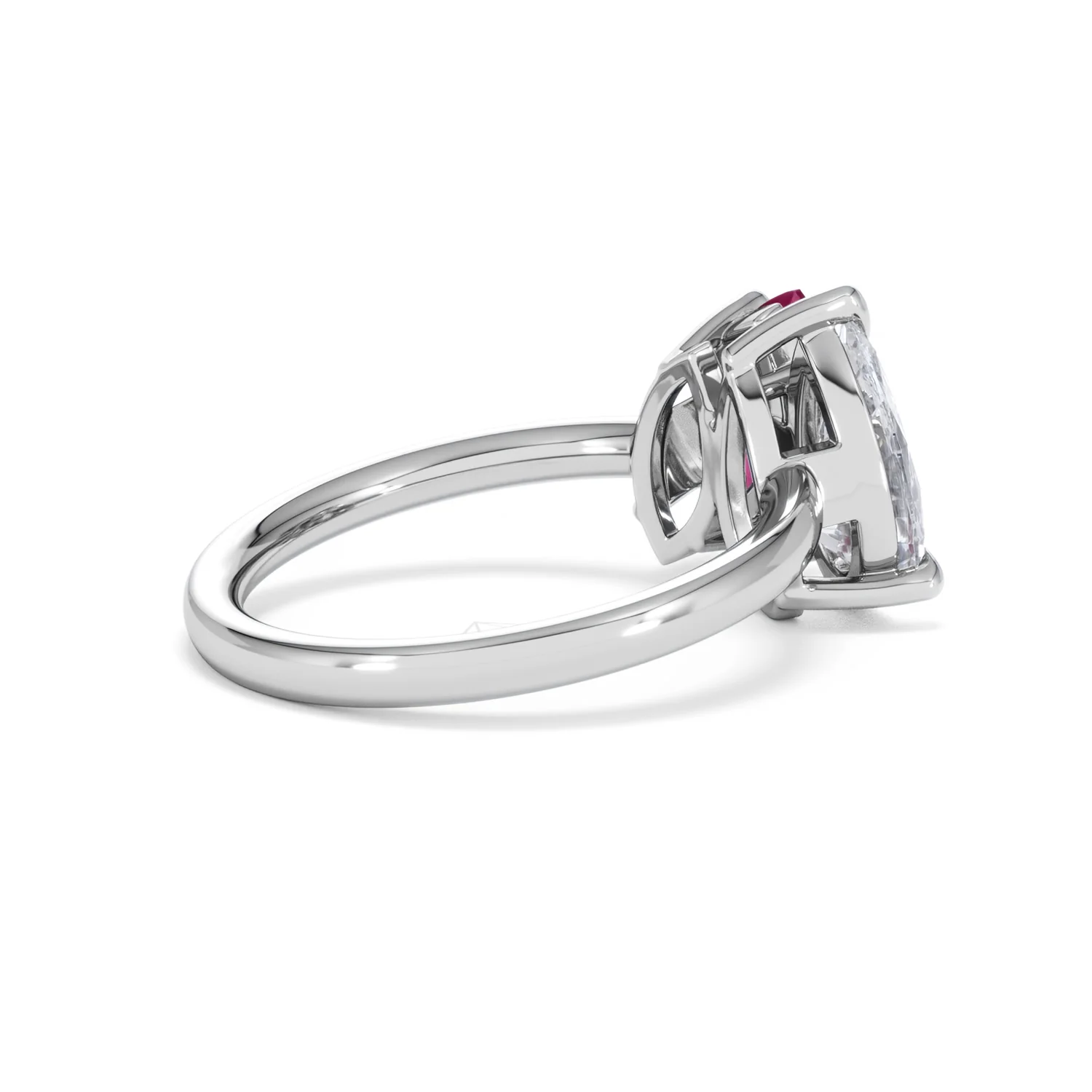 Toi Et Moi 1.50ct Pear Lab Diamond and 1.50ct Marquise Lab Ruby Engagement Ring in Platinum - Image 36