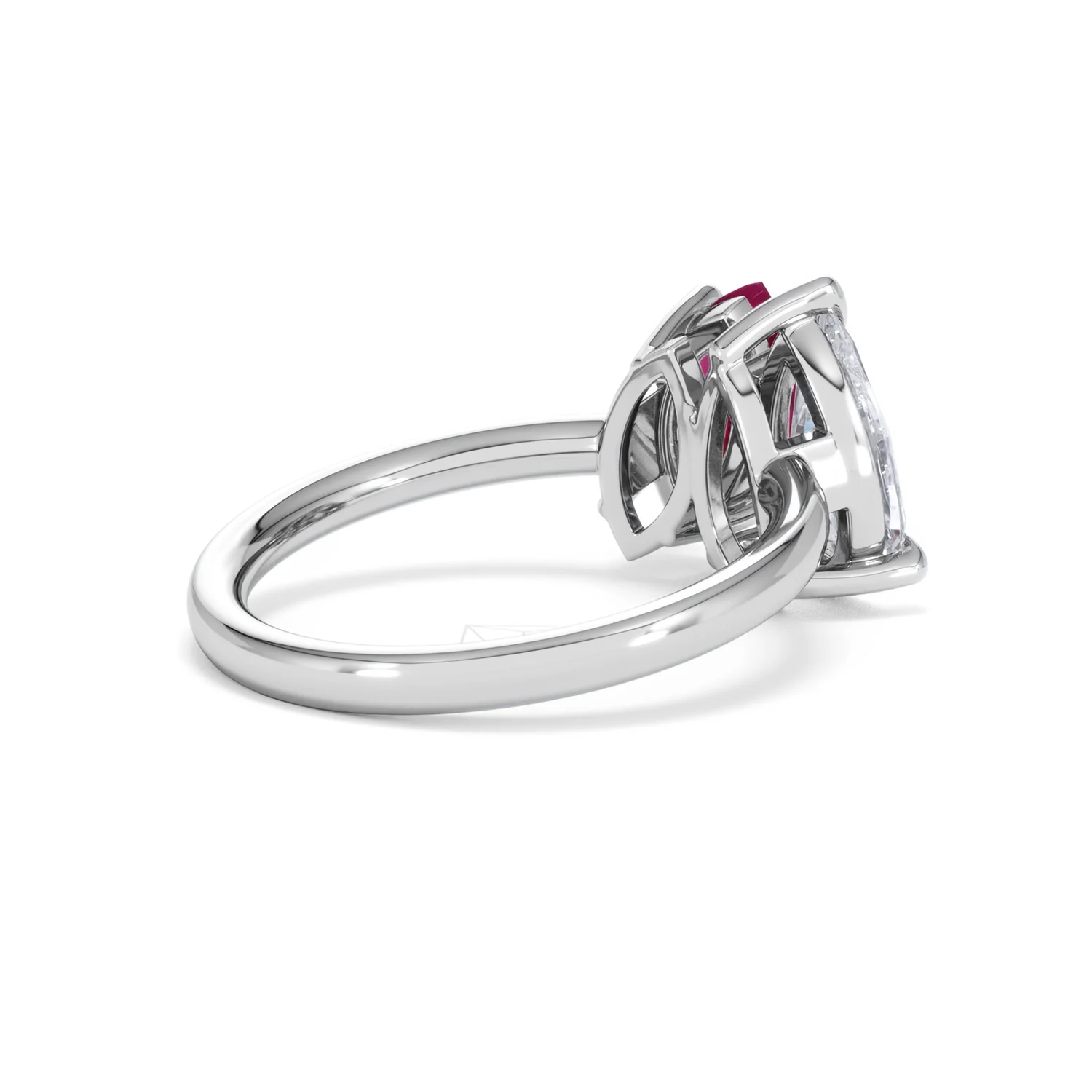 Toi Et Moi 1.50ct Pear Lab Diamond and 1.50ct Marquise Lab Ruby Engagement Ring in Platinum - Image 38