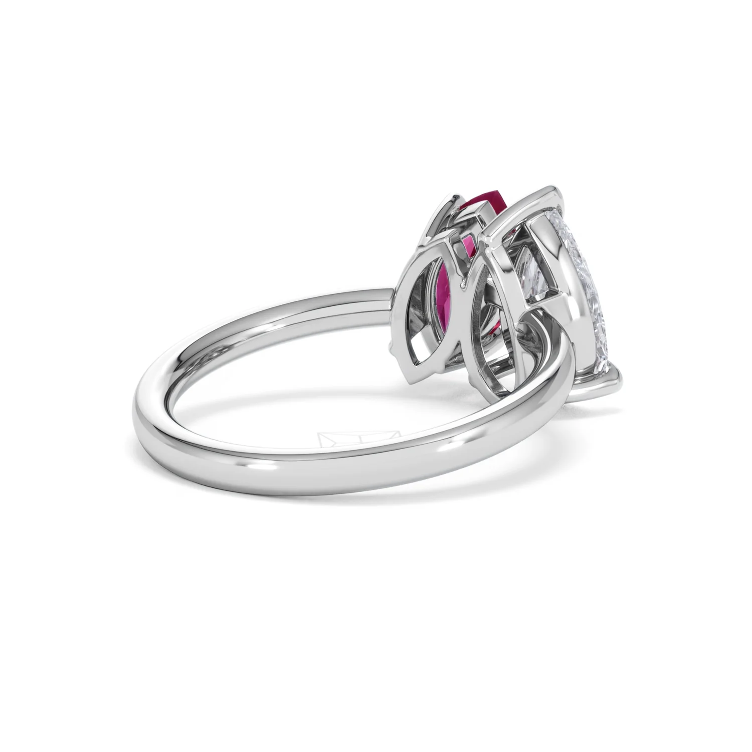 Toi Et Moi 1.50ct Pear Lab Diamond and 1.50ct Marquise Lab Ruby Engagement Ring in Platinum - Image 40