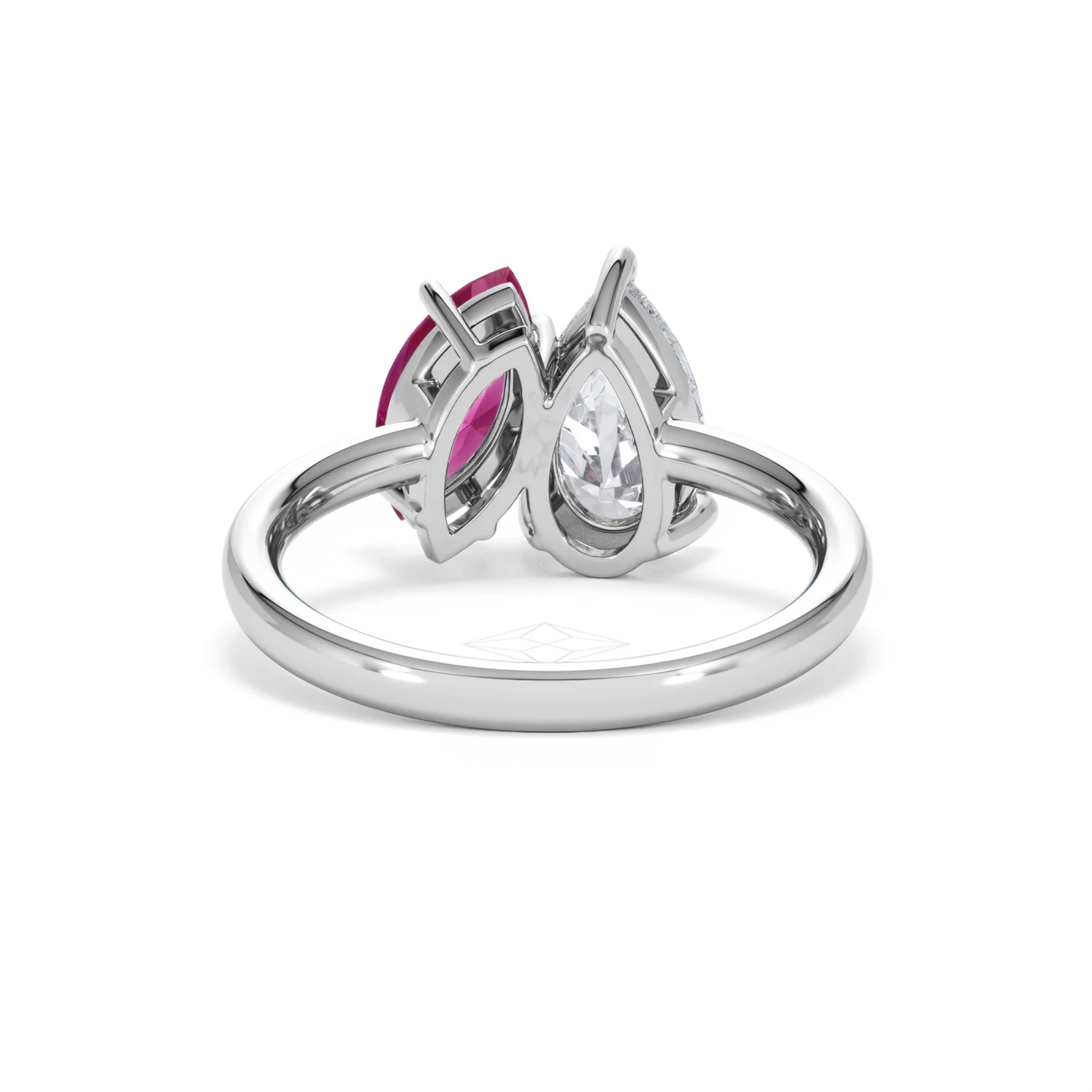 Toi Et Moi 1.50ct Pear Lab Diamond and 1.50ct Marquise Lab Ruby Engagement Ring in Platinum - Image 49
