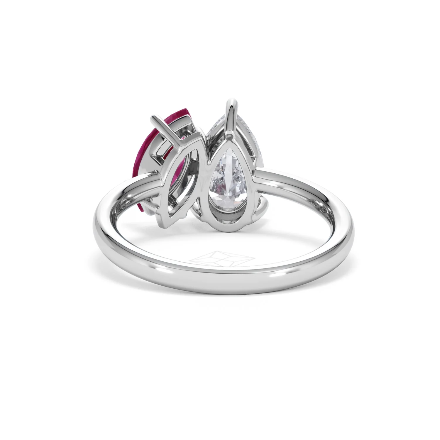 Toi Et Moi 1.50ct Pear Lab Diamond and 1.50ct Marquise Lab Ruby Engagement Ring in Platinum - Image 51