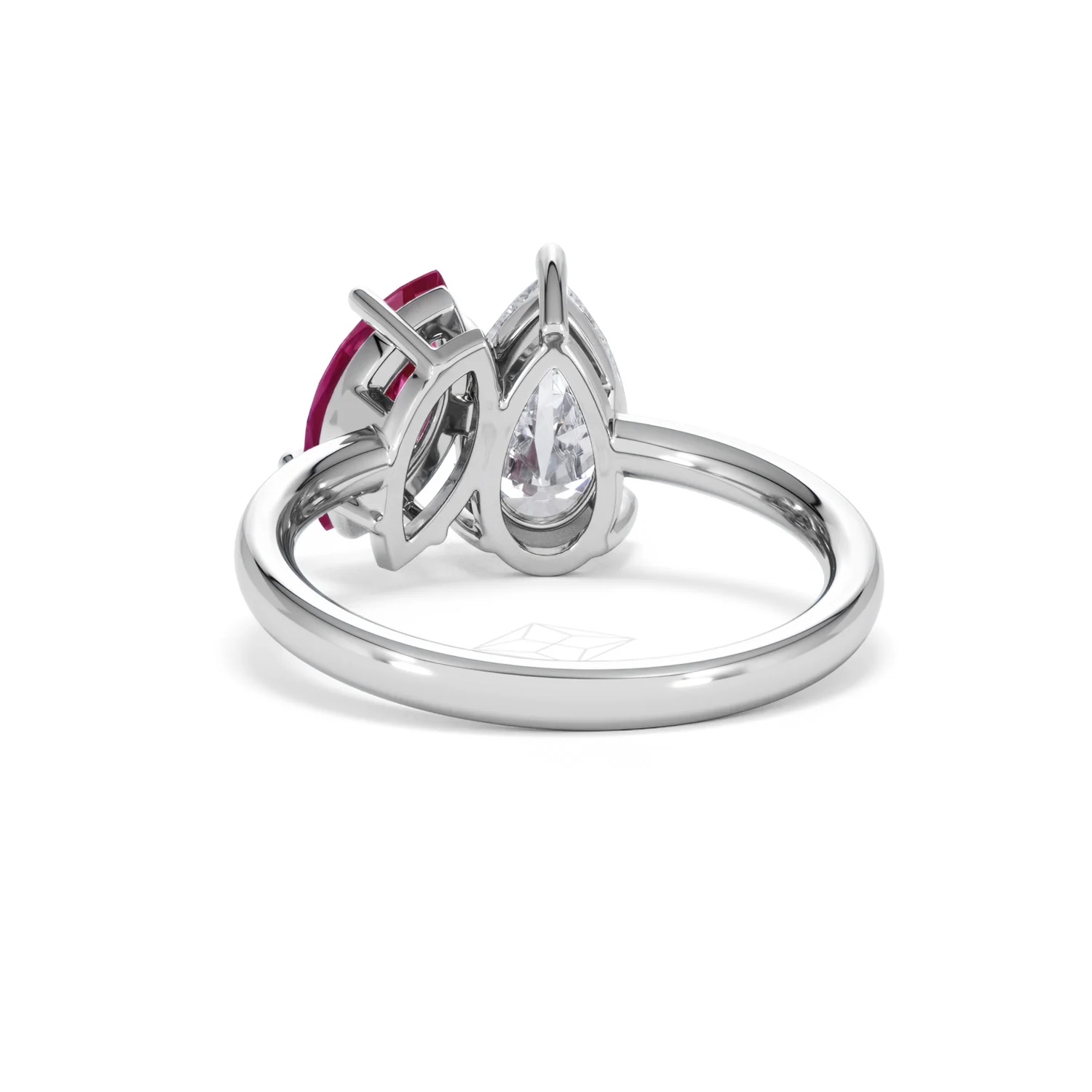 Toi Et Moi 1.50ct Pear Lab Diamond and 1.50ct Marquise Lab Ruby Engagement Ring in Platinum - Image 52