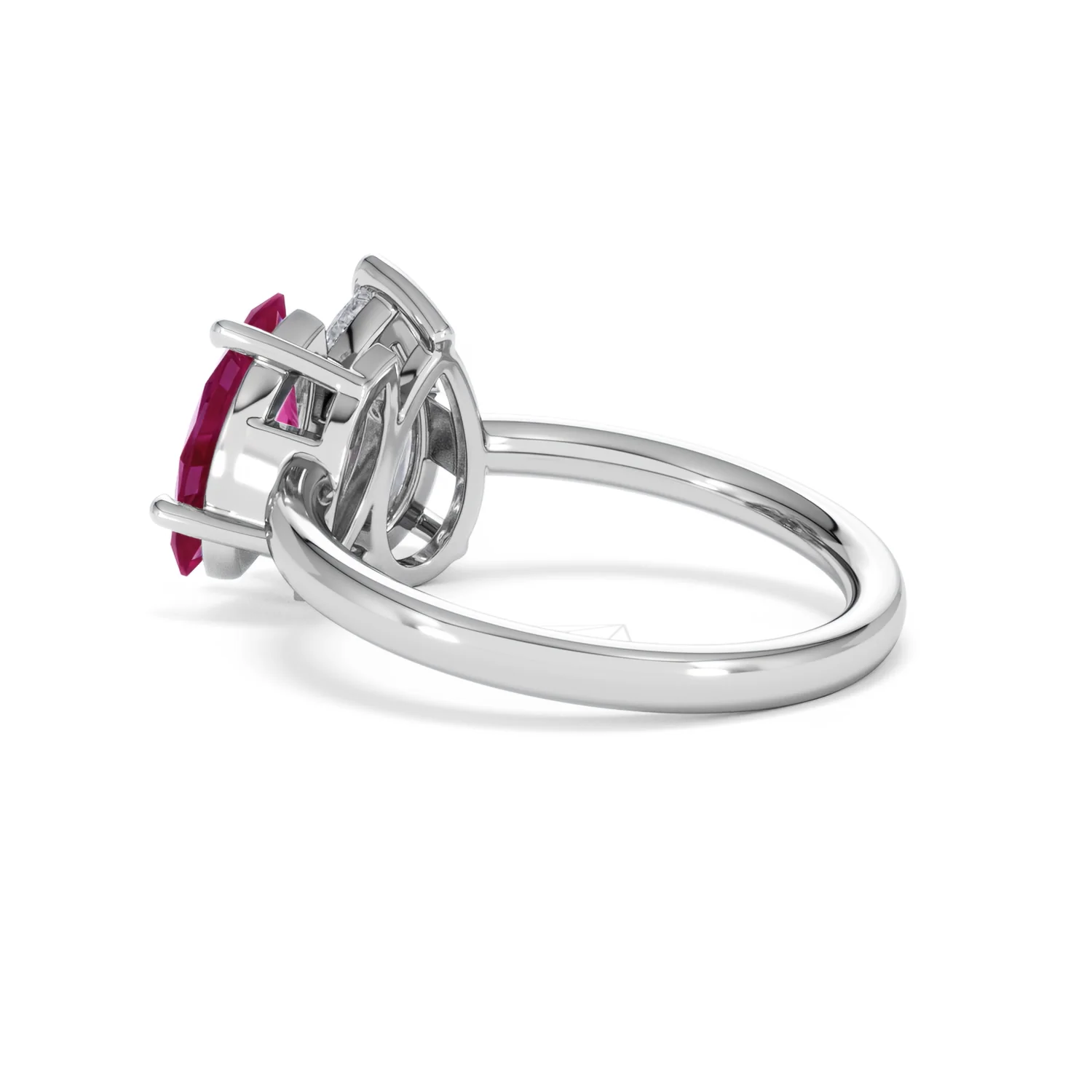 Toi Et Moi 1.50ct Pear Lab Diamond and 1.50ct Marquise Lab Ruby Engagement Ring in Platinum - Image 60