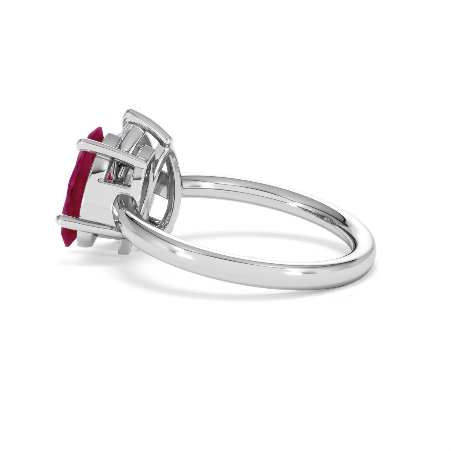 Toi Et Moi 1.50ct Pear Lab Diamond and 1.50ct Marquise Lab Ruby Engagement Ring in Platinum - Image 63